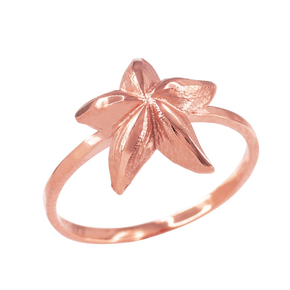 10k Rose Gold Starfish Ring for Women - Elegant Beach Jewelry for Summer Vacations, Weddings & Gift Giving