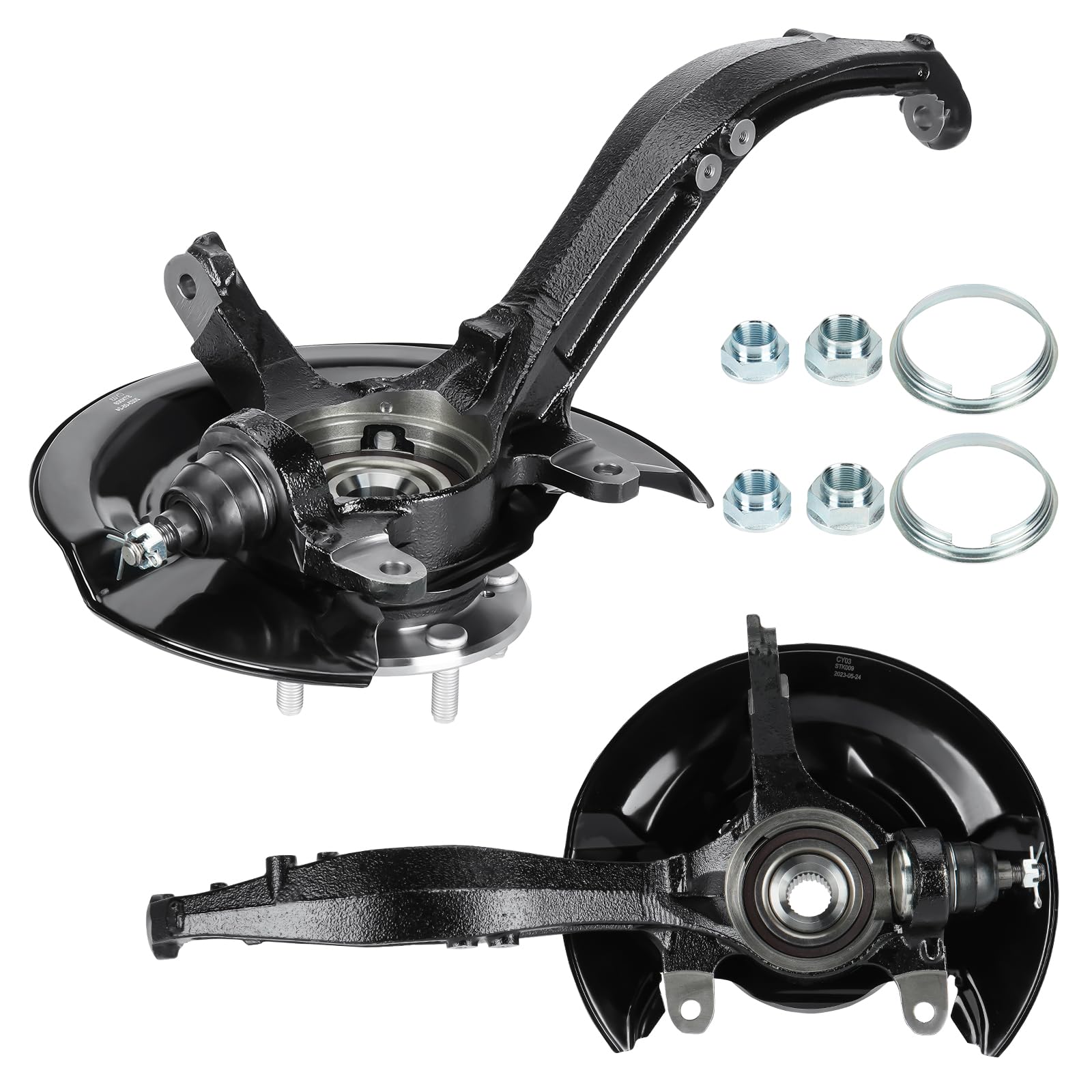 Honda Accord 2.4L Steering Knuckle & Wheel Hub Bearing Assembly Pair - Front Left & Right Passenger Side - Fits 2003-2007 Models - Replaces OEM #698-400 & 698-401 - Automatic Transmission - Perfect for Wheel Bearing Replacement & Suspension Repair