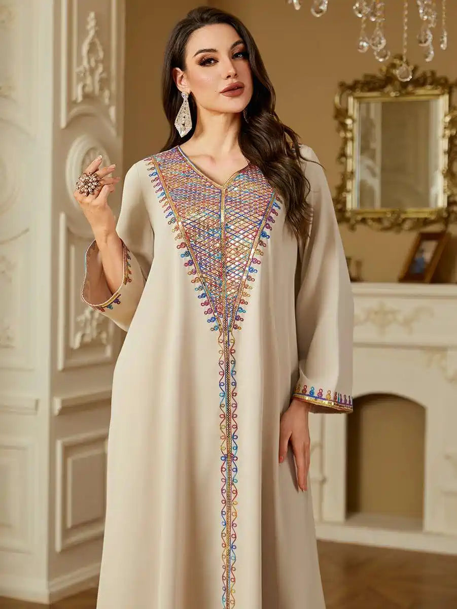 Elegant Eid Dress with Sequins & Embroidery - Stylish Caftan Kaftan Dress for Women #254220 | Perfect for Holiday Celebrations, Parties & Special Occasions