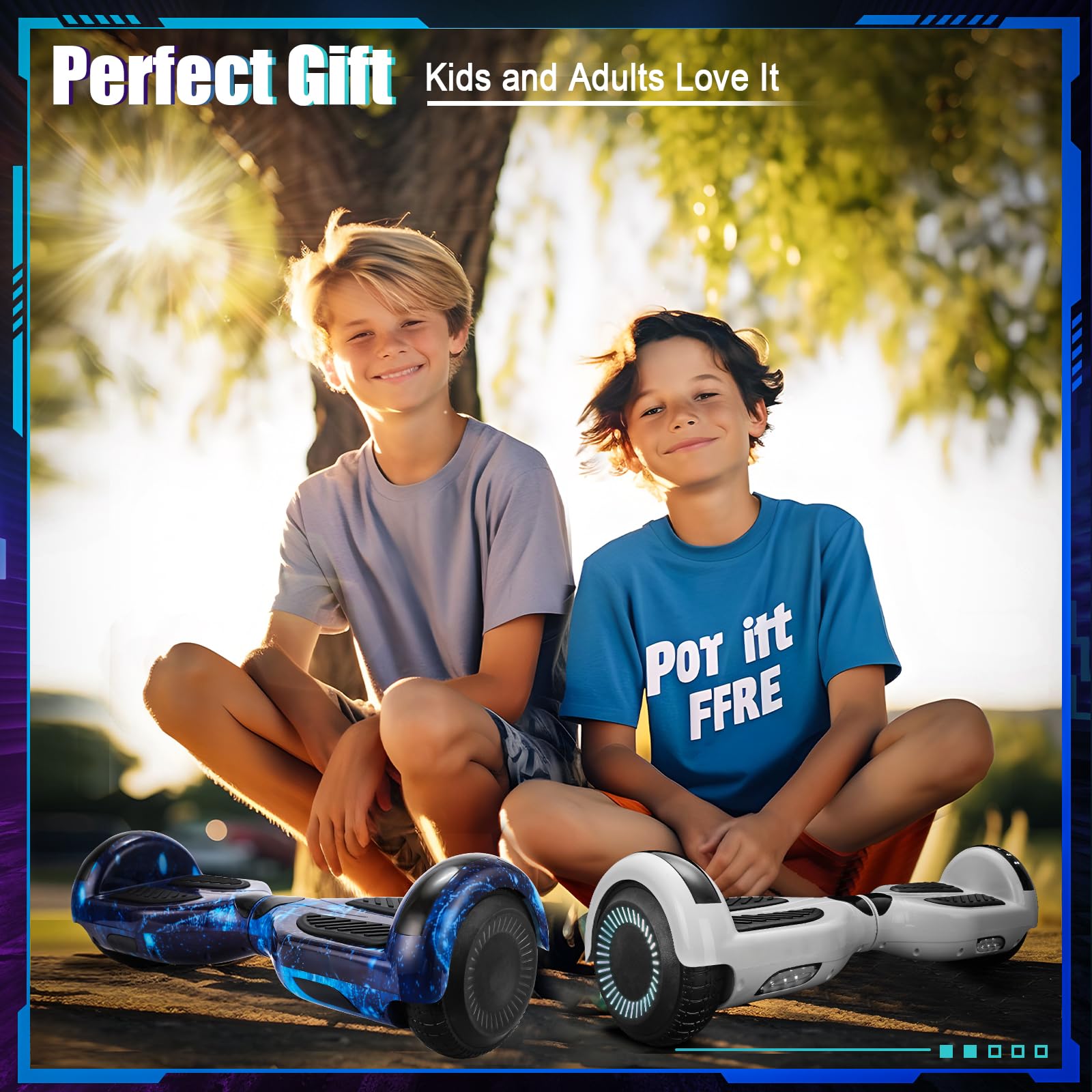 Self Balancing Scooters with Bluetooth & LED Lights - Electric Hoverboard for Kids, Teens & Adults - Perfect for Commuting, Fun Rides & Outdoor Adventures