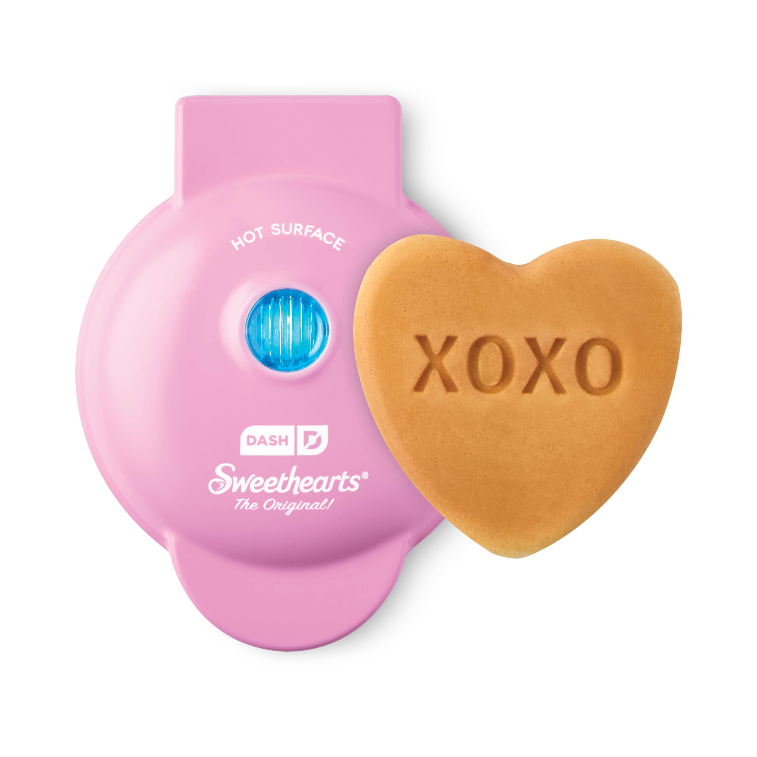 DASH x Sweethearts® Mini Heart Waffle Maker - 4 Inch Nonstick Waffle Iron with Fast Heating, Perfect for Valentine's Day Breakfast, Kids Snacks & Family Brunch - XOXO (Pink) | Compact Waffle Maker for Dorms, Office & Small Kitchens