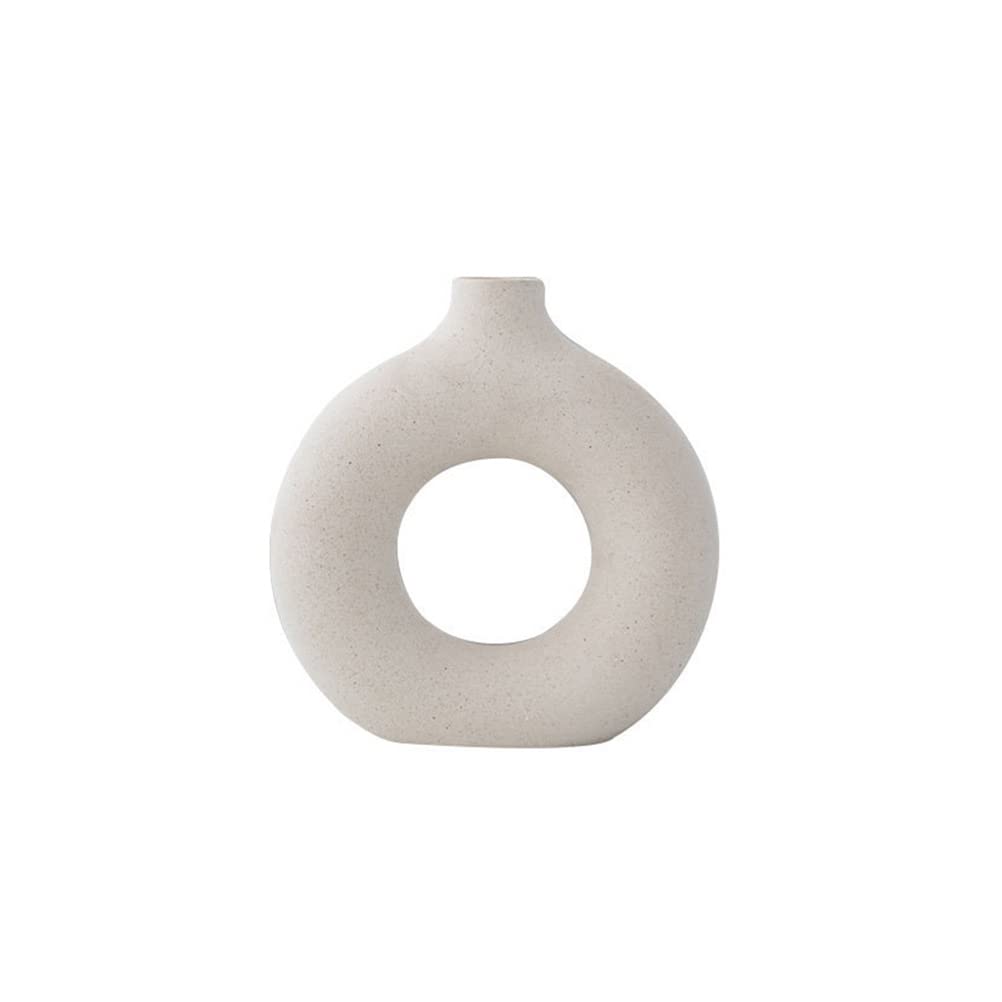 Modern Ceramic Hollow Oval Vase - Handmade Decorative Flower Vase for Home Decor, Dried Flower Arrangement Centerpiece - Perfect for Living Room, Dining Table & Wedding Decor (Medium Size)