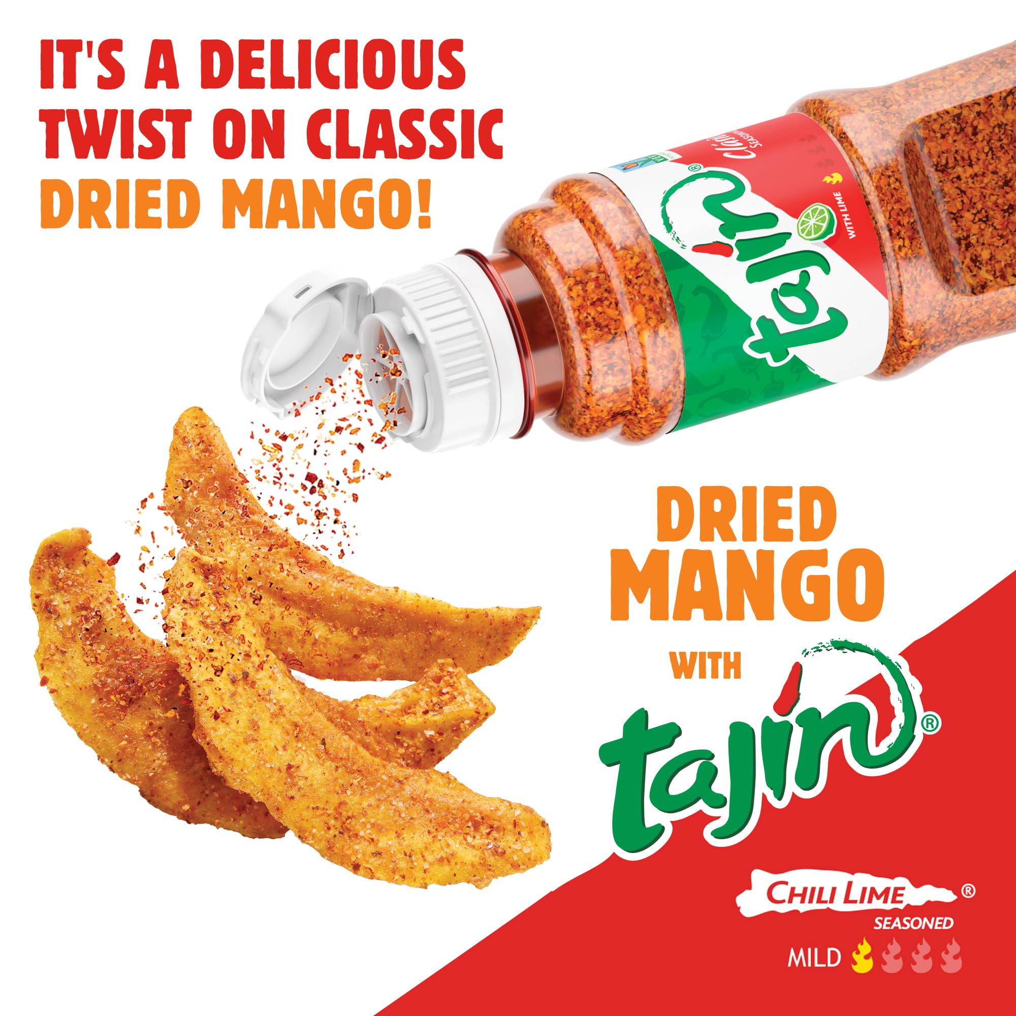 Nutrissimo Dried Mango with Tajin Seasoning - No Sugar Added, Gluten-Free, Vegan Fruit Snacks - 4oz (12 Pack) | Healthy On-the-Go Snack for Work, School & Travel