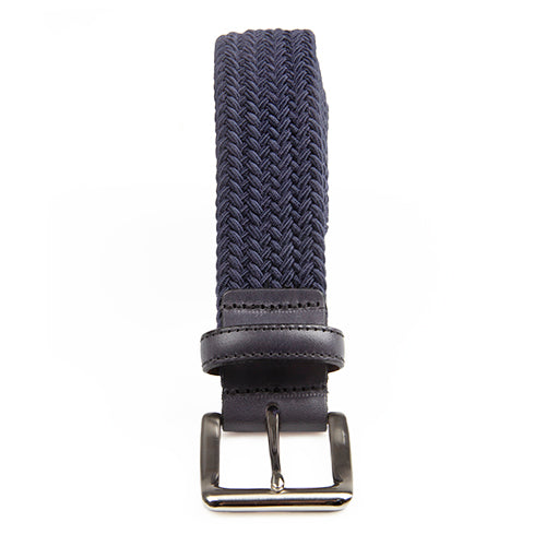 Premium Navy Blue Woven Stretch Belt for Men & Women - Adjustable Waistband for Jeans, Pants & Dresses | Comfortable & Stylish Everyday Wear