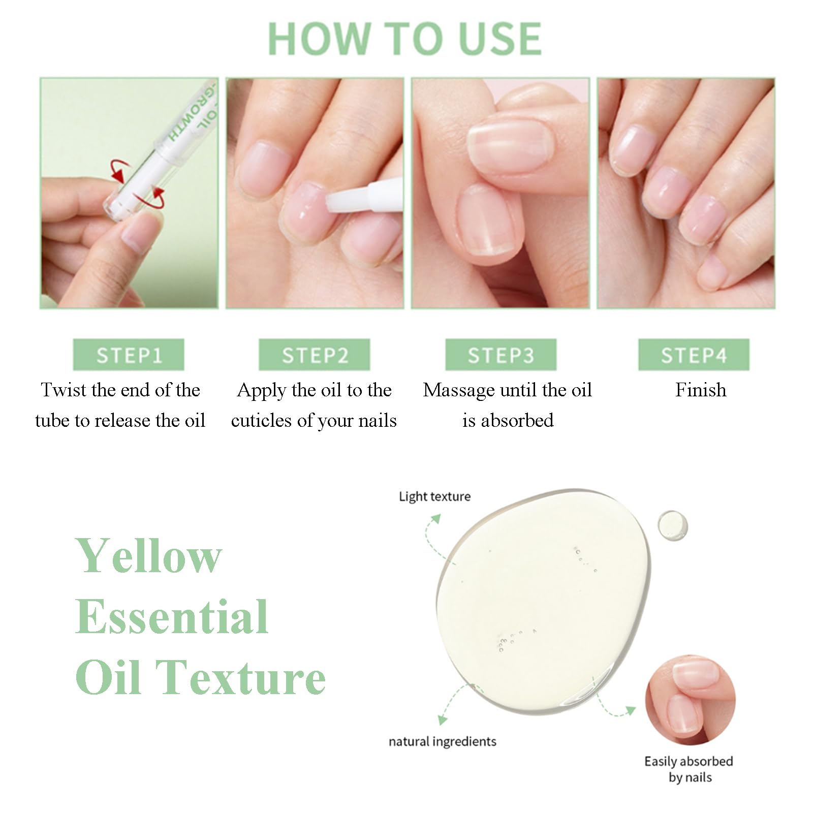 Nail Growth Oil Pen - Natural Cuticle Treatment for Stronger Nails | Nail Strengthener Serum for Damaged & Brittle Nails | Moisturizing Nail Care for Manicures & Healthy Growth