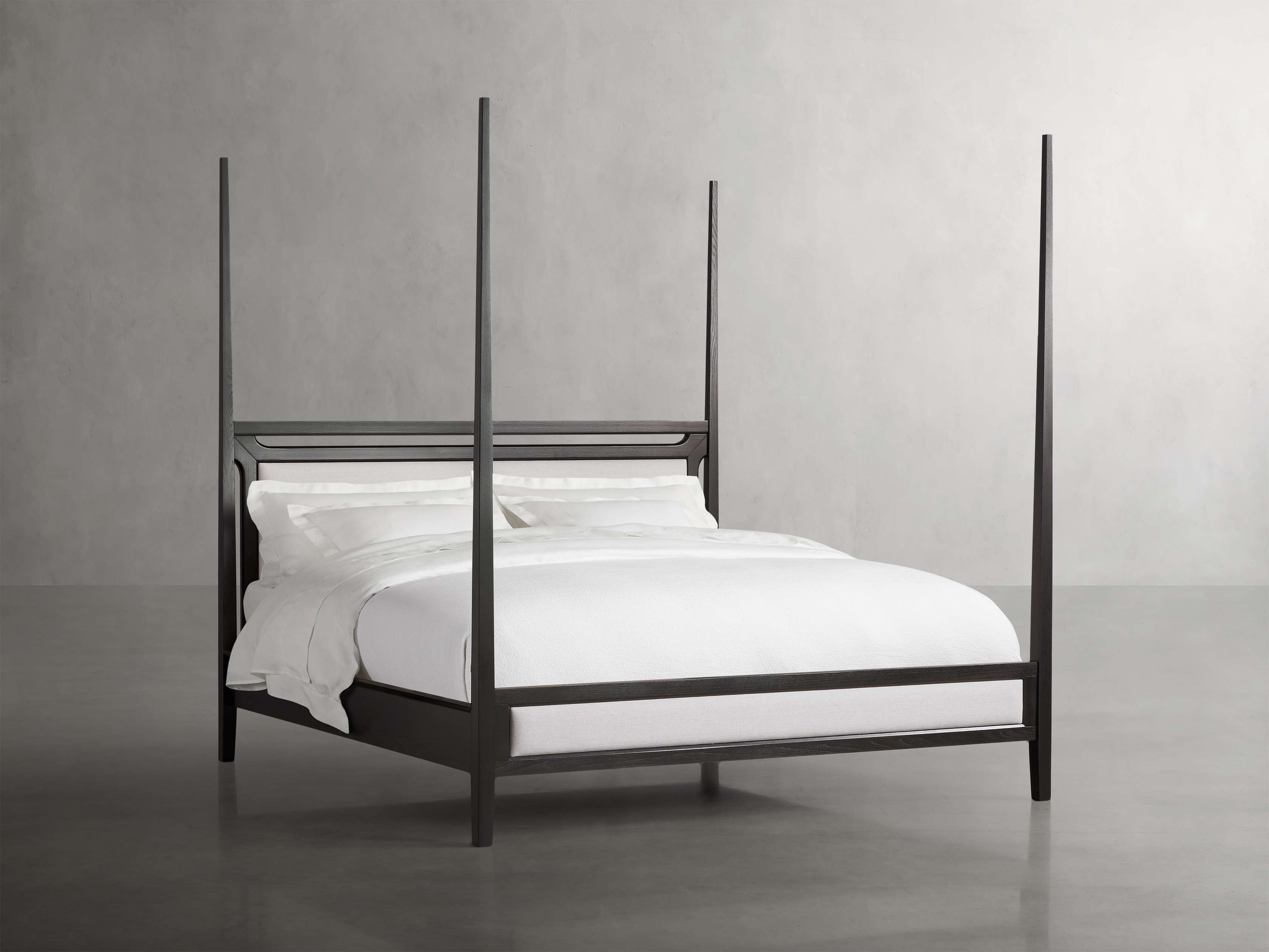 Brock King Upholstered Poster Bed Frame - Queen Size Upholstered Platform Bed with Headboard & Footboard - Elegant Bedroom Furniture for Master Suite or Guest Room