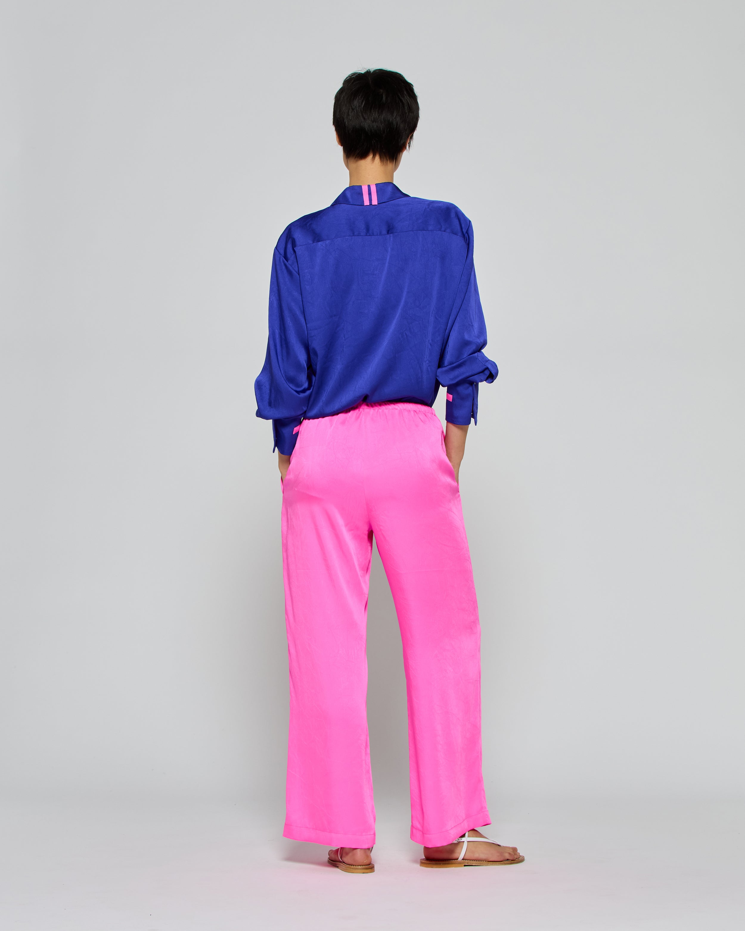 Women's High Waist Cropped Jogger Pants - Shocking Pink Activewear for Yoga, Running & Lounge Wear