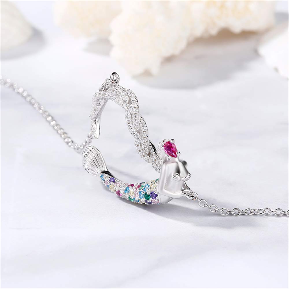 Jeulia Sterling Silver Mermaid Pendant Necklace for Women - Elegant Ocean-Themed Jewelry Gift for Girlfriend, Wife, Valentine's Day & Birthday - Comes with Jewelry Box | Perfect for Beach Vacations, Romantic Dates & Special Occasions