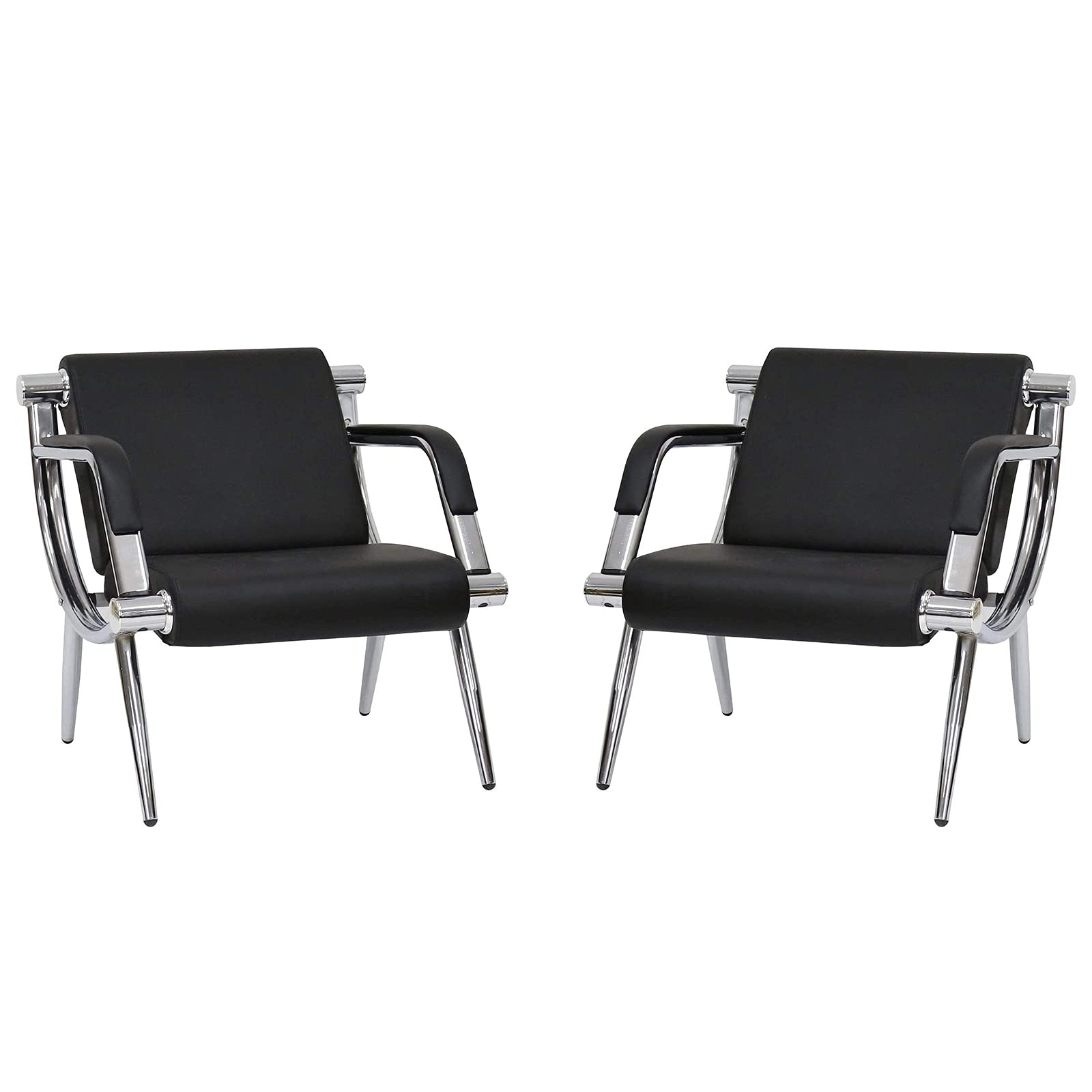 KINTNESS Office Reception Chair Set - 2 Seat Black PU Leather Waiting Room Bench, Visitor Guest Sofa for Airport, Hotel, Lobby & Business Lounge - Comfortable & Durable Seating Solution