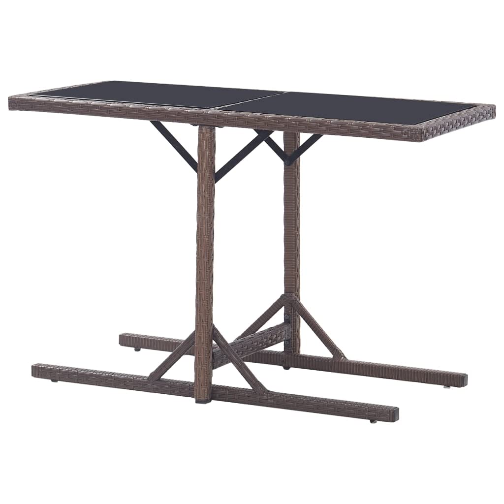 Brown Rattan Square Coffee Table with Glass Top - 43.3