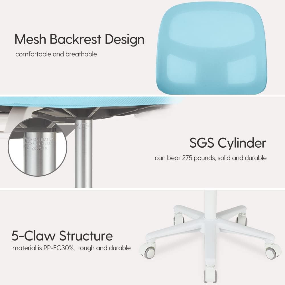 **Adjustable Kids Desk Chair - Ergonomic Study Chair for Children Ages 4-12, Light Blue - Perfect for Homework, Online Learning & Playtime**