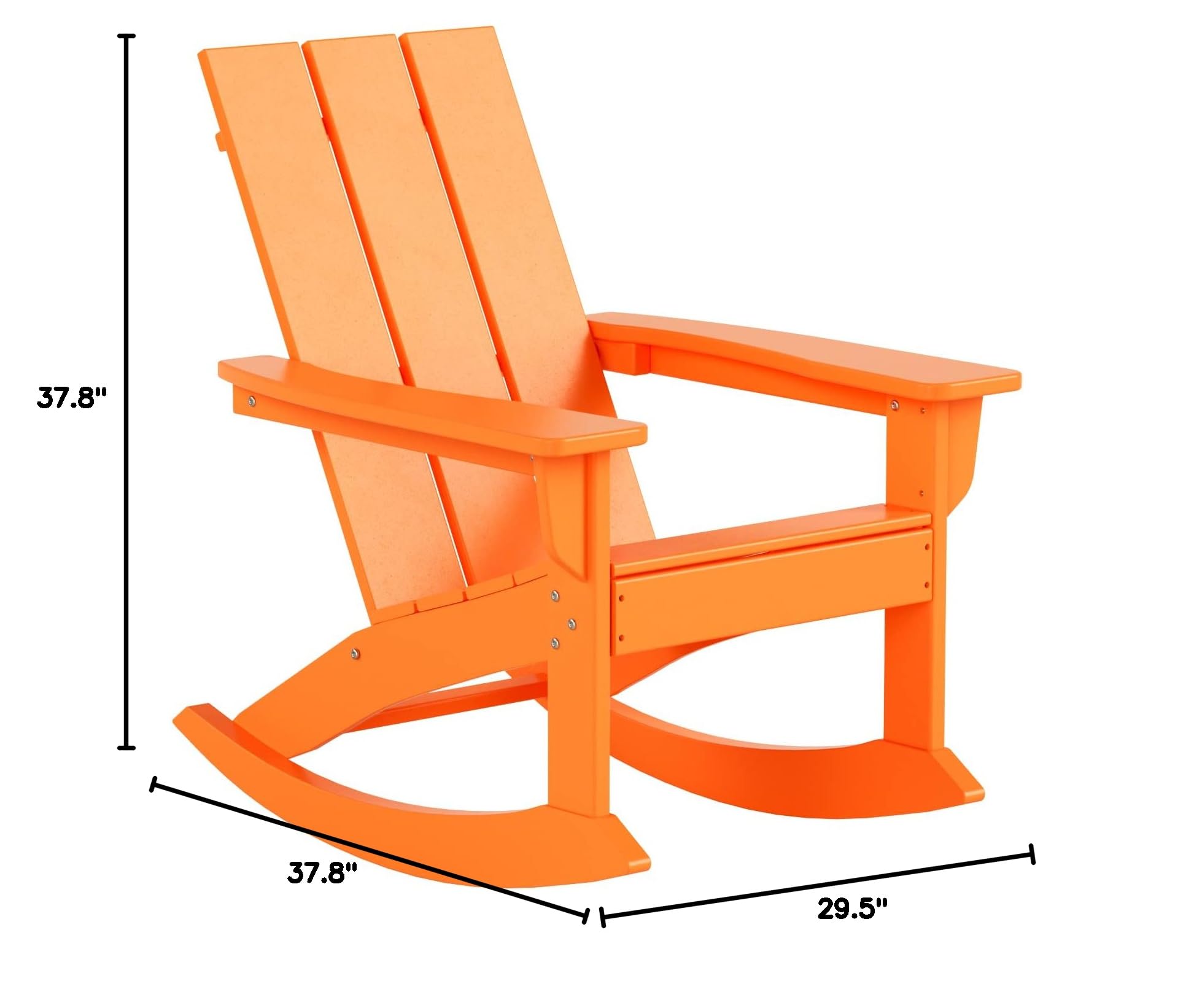 2-Pack WO Home All-Weather Adirondack Rocking Chairs - UV Resistant Outdoor Patio Furniture Set for Garden, Deck & Backyard (Orange) - Perfect for Relaxing, Sunbathing & Entertaining Guests