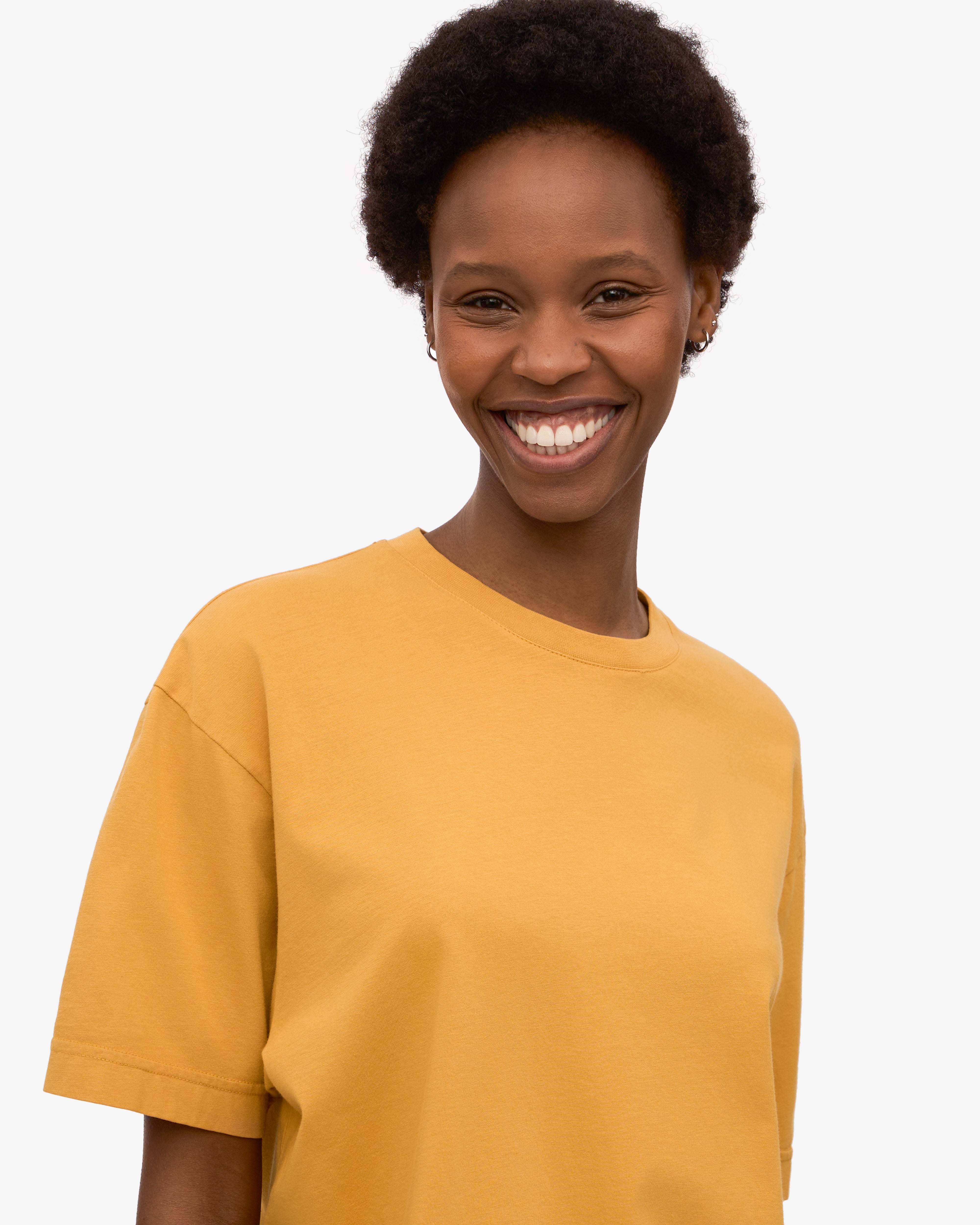 Oversized Organic Cotton T-Shirt for Women - Soft & Comfortable Burned Yellow Tee - Perfect for Casual Wear, Loungewear & Street Style