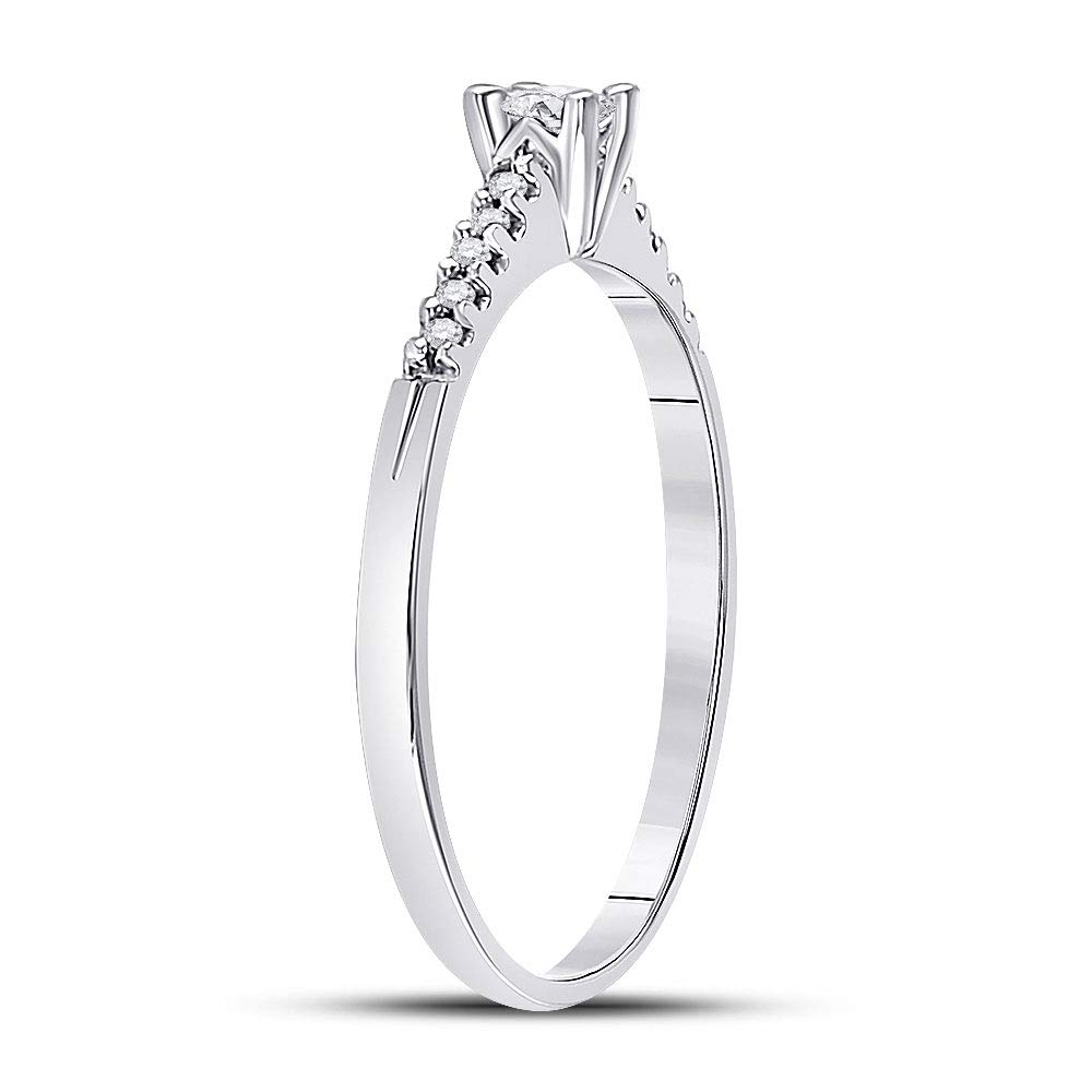 10K White Gold Women's Round Diamond Solitaire Promise Ring - 1/8 CTTW - Perfect for Engagement, Anniversary & Special Occasions