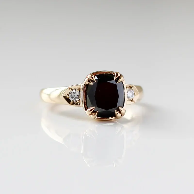 2.71ct 'Black Nebula' Cushion Cut Black Diamond Ring for Women - Elegant Engagement, Wedding, Anniversary Jewelry Gift