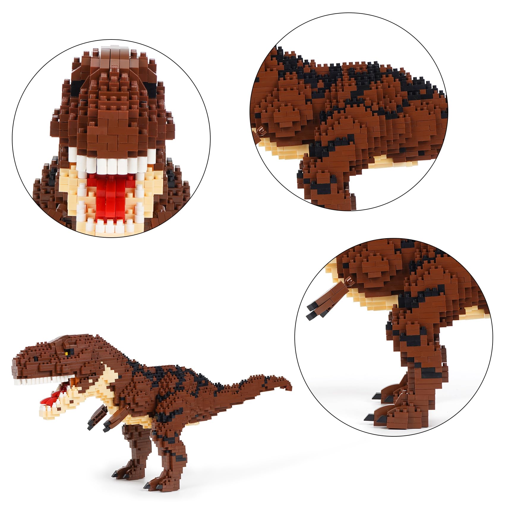 Micro Mini Dinosaur Building Blocks Kit - 3D Tyrannosaurus Rex Model for Kids & Adults | STEM Educational Toy, Creative Gift for Birthday & Christmas | Perfect for Home Decor, Office Display & DIY Projects