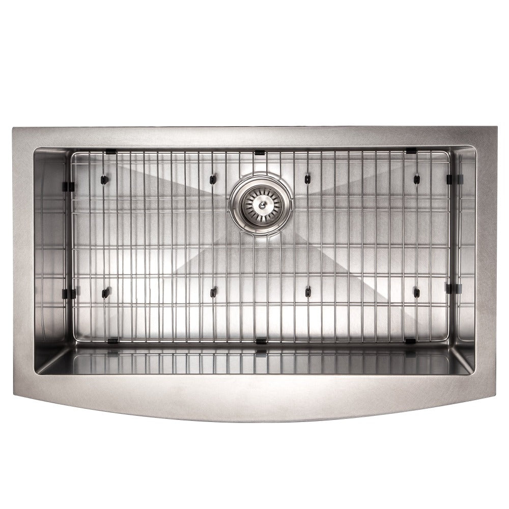 ZLINE Vail 33-Inch Farmhouse Apron Front Stainless Steel Single Bowl Kitchen Sink with Bottom Grid (SAS 33) - Perfect for Rustic & Modern Farmhouse Kitchens, DIY Installations, and Heavy-Duty Cooking