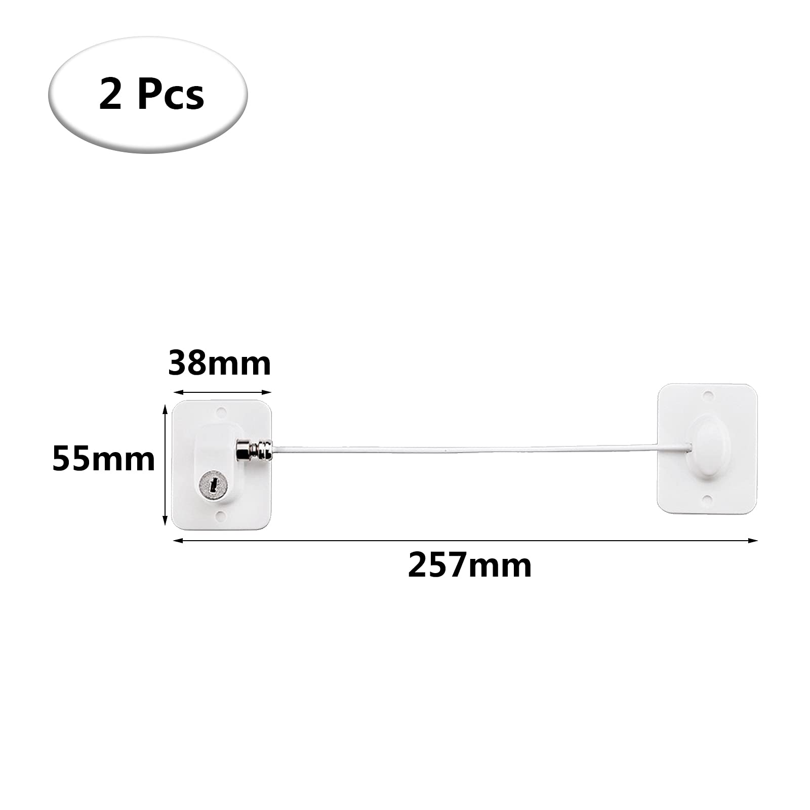 Child Safety Cabinet Latches - 2 Pack Self Adhesive Window & Door Locks for Baby Proofing - Secure Fridge, Cabinets & Drawers - White Childproof Locks for Home Safety (Perfect for Kitchens, Bathrooms & Nursery Areas)
