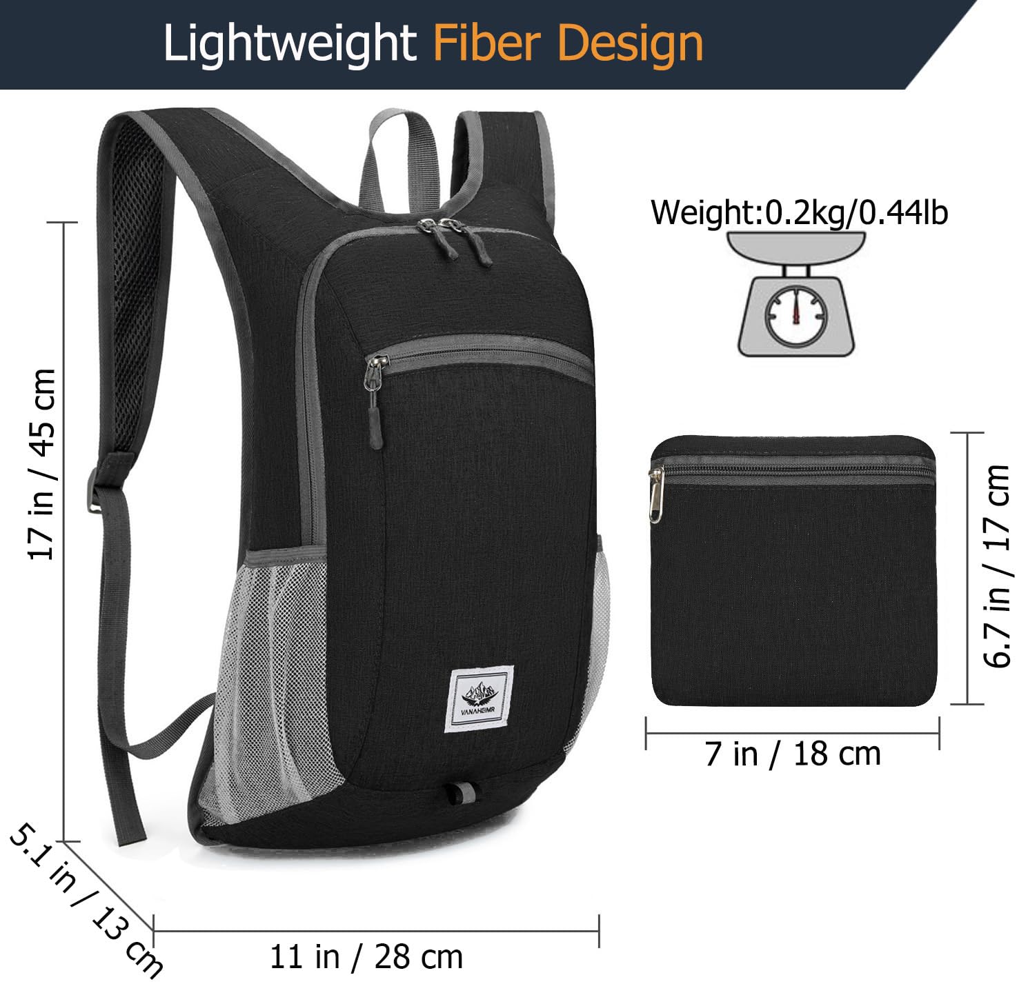15L Lightweight Packable Hiking Backpack - Foldable Daypack for Travel, Hiking & Daily Use - Water-Resistant Shoulder Bag for Women & Men - Perfect for Commuting, Outdoor Adventures & Gym