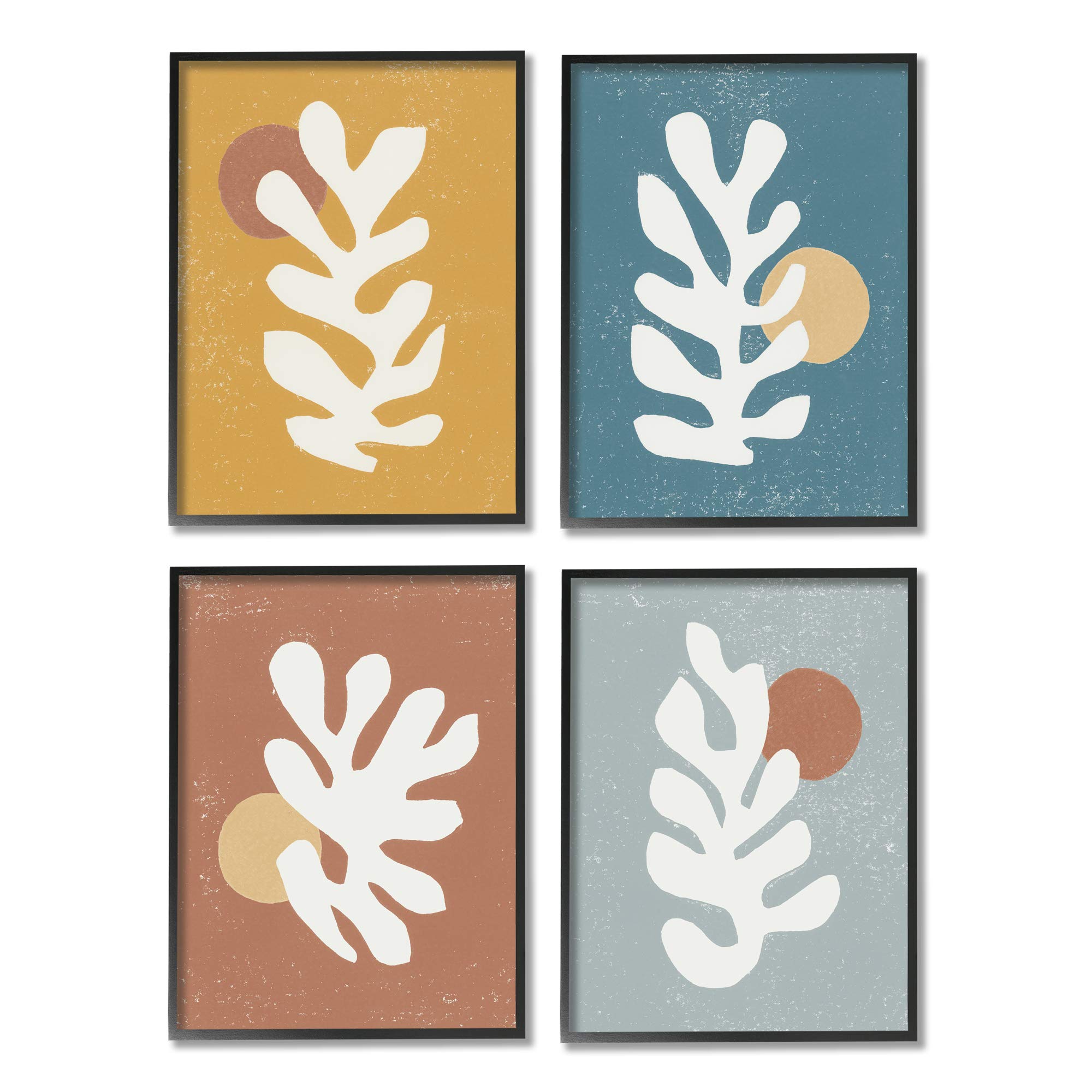 Stupell Industries Abstract Organic Shapes Wall Art - Matisse Inspired Plants Design by Moira Hershey, 11x14 Inch Black Framed Multicolor Canvas - Perfect for Living Room, Bedroom & Office Decor
