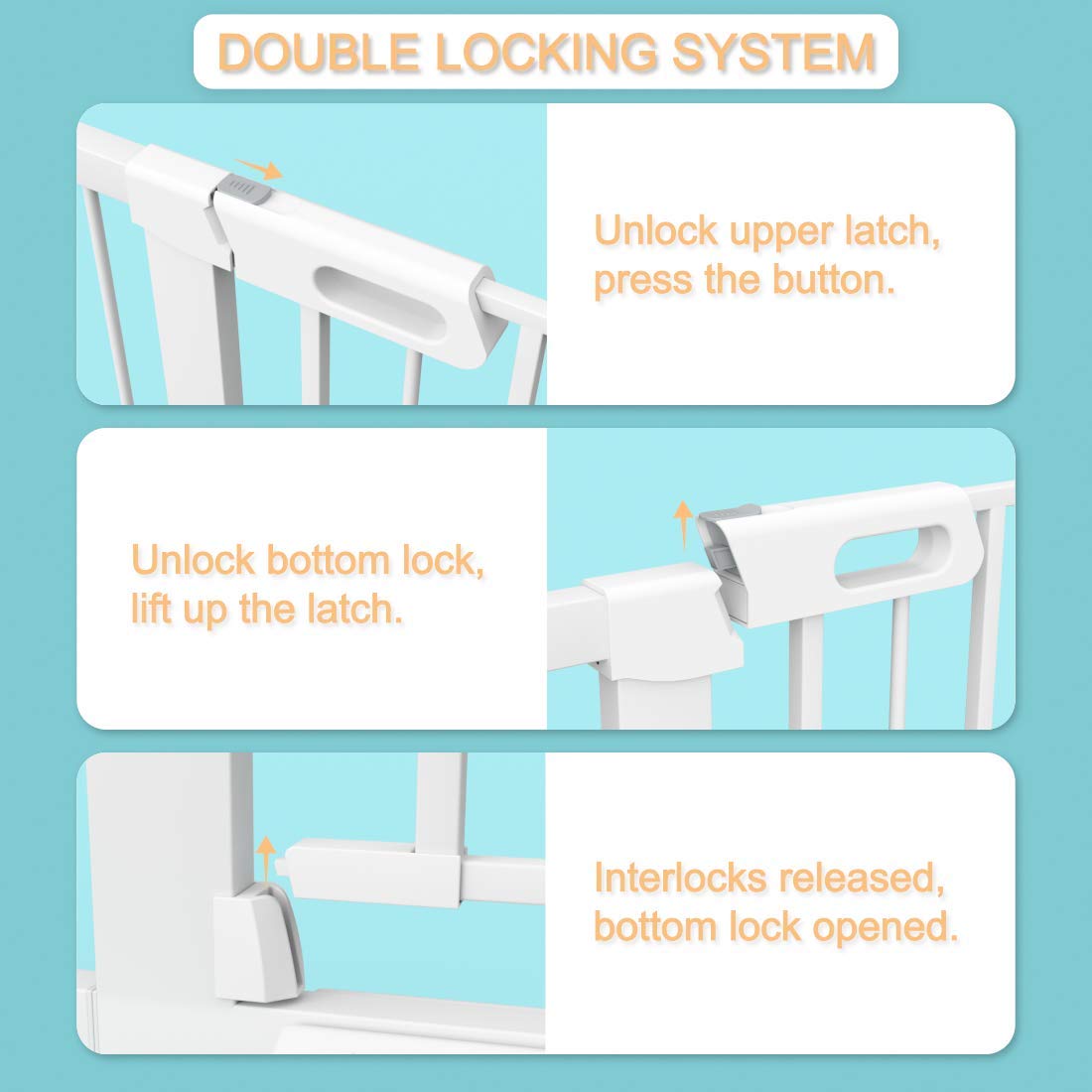 Extra Wide Baby Gate with Cat Door - Pressure Mounted No Drill Safety Gate for Stairs & Kitchen (48.82