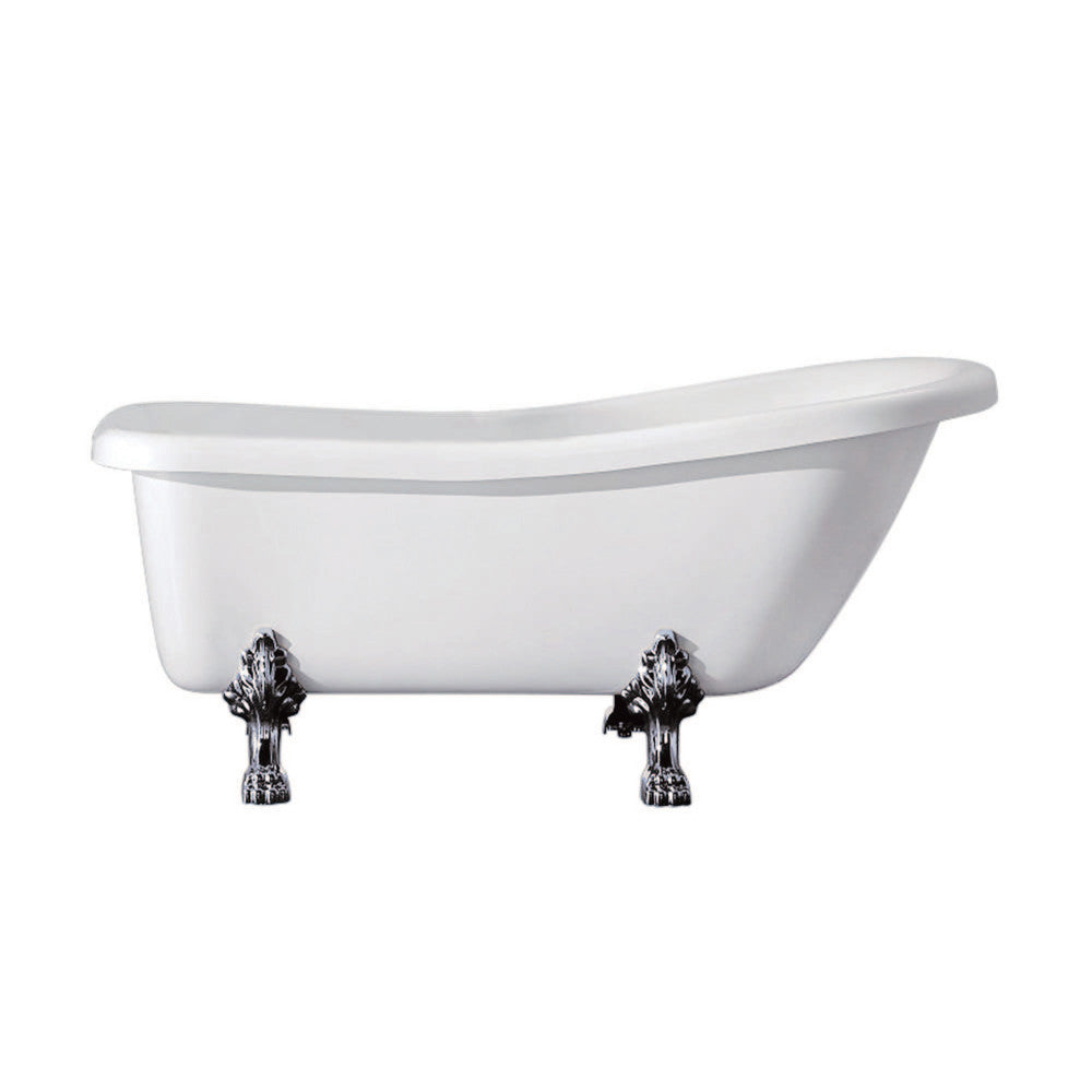 Aqua Eden 67-Inch Acrylic Single Slipper Clawfoot Bathtub with 7-Inch Faucet Holes - White & Oil Rubbed Bronze Finish | Vintage Style Freestanding Tub for Bathroom Remodel & Spa-Like Relaxation