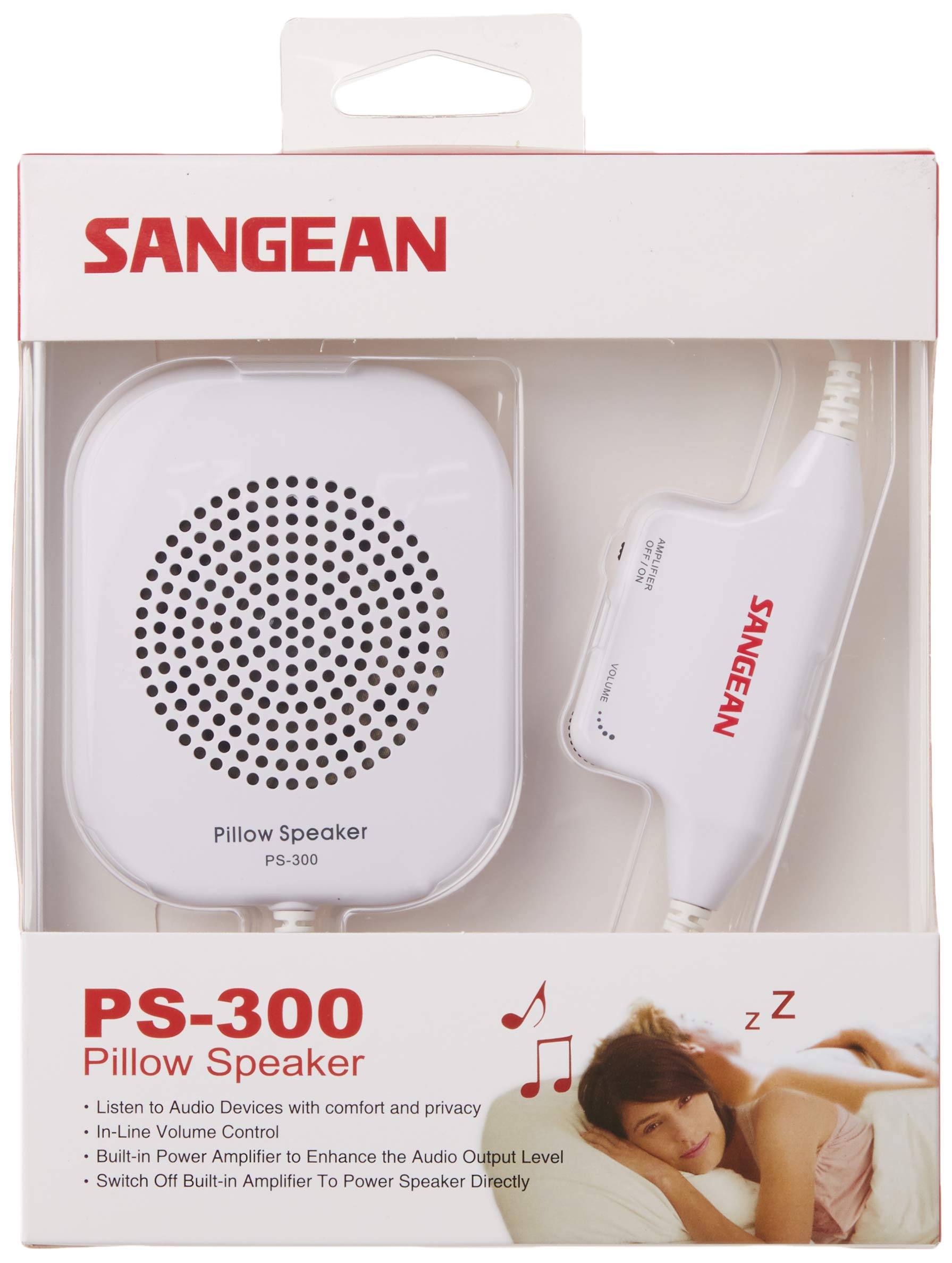 Sangean RCR-22 Atomic Digital Alarm Clock Radio with AM/FM & PS-300 Pillow Speaker Bundle - Perfect for Bedroom, Office, and Travel Use