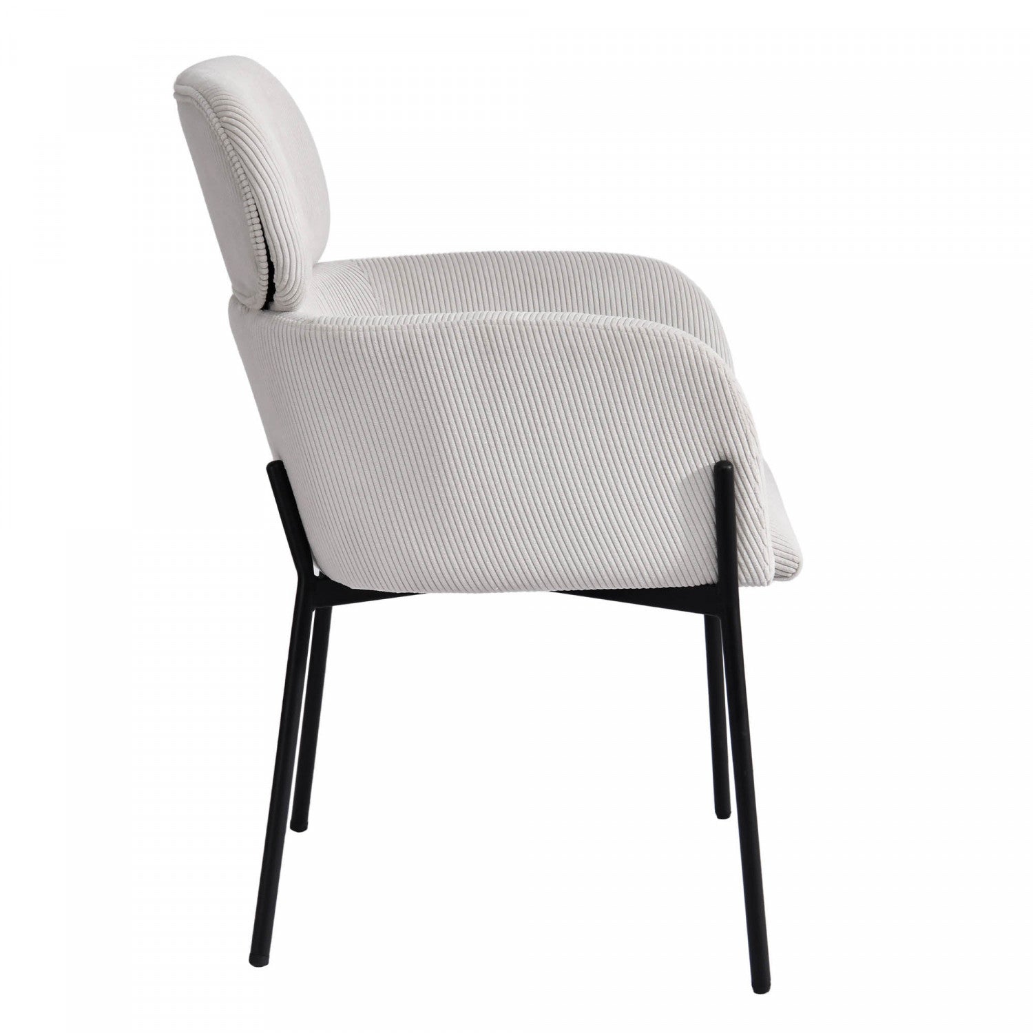 Celon Dining Chair - White Corduroy Upholstered Modern Kitchen Chair for Dining Room, Breakfast Nook & Home Office - Comfortable & Stylish Seating Solution