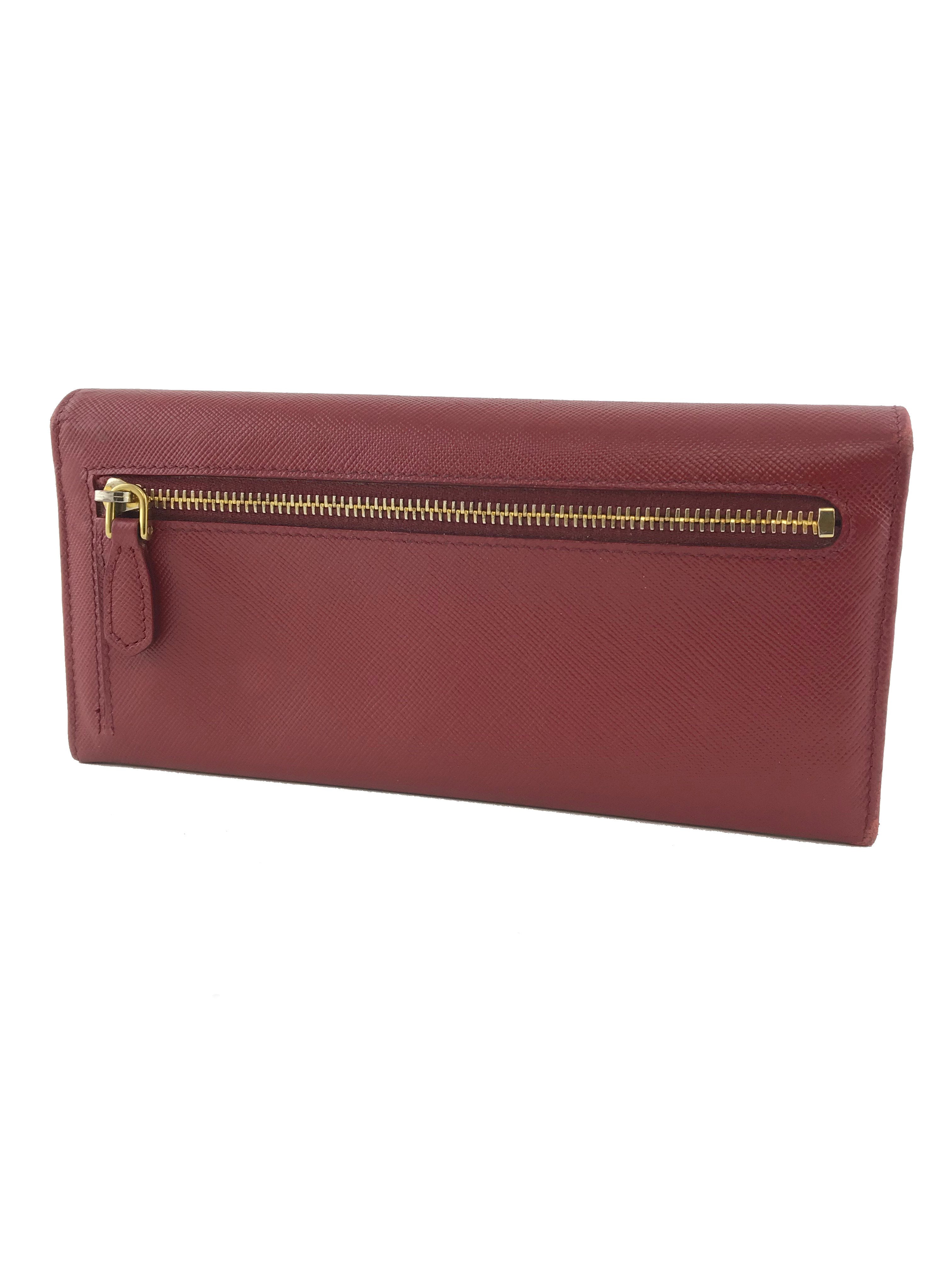 Prada Saffiano Leather Long Wallet for Women - Luxury Bifold Wallet with Multiple Card Slots & Zippered Coin Pocket - Perfect for Everyday Use, Travel & Business