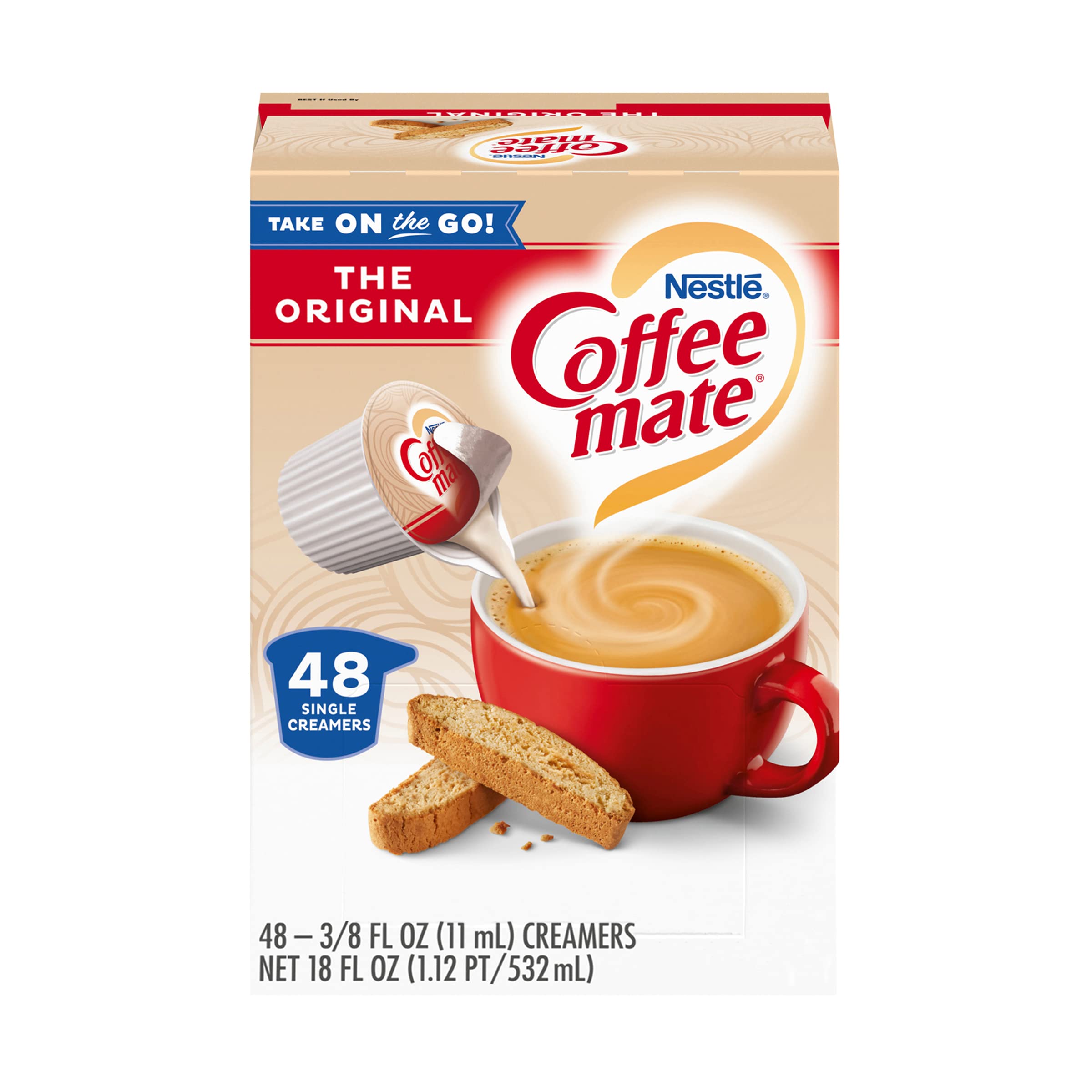 Nestle Coffee Mate Creamer Cups - Gluten Free, Lactose Free, Non Dairy Creamer (48 Count, 4 Pack) - Perfect for Office, Travel & Home Coffee Brewing