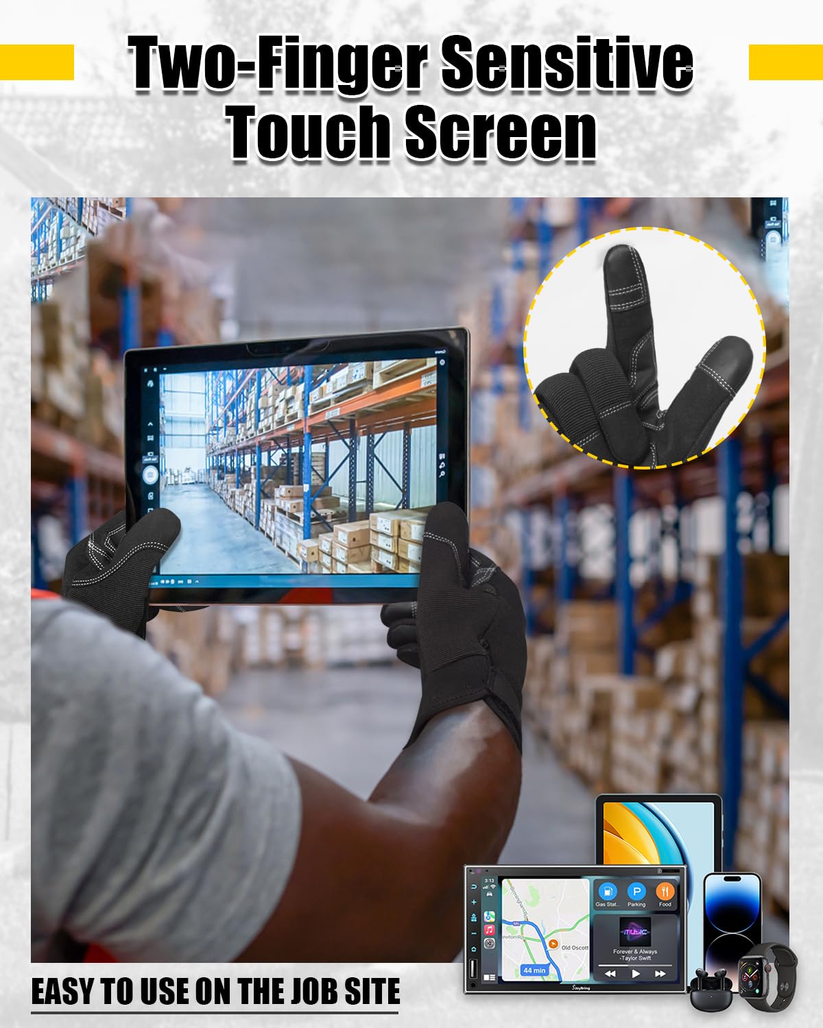 RIGWARL Work Gloves - Tear Resistant Safety Gloves for Men & Women with Thick Padding - Ideal for Woodworking & Warehouse Use