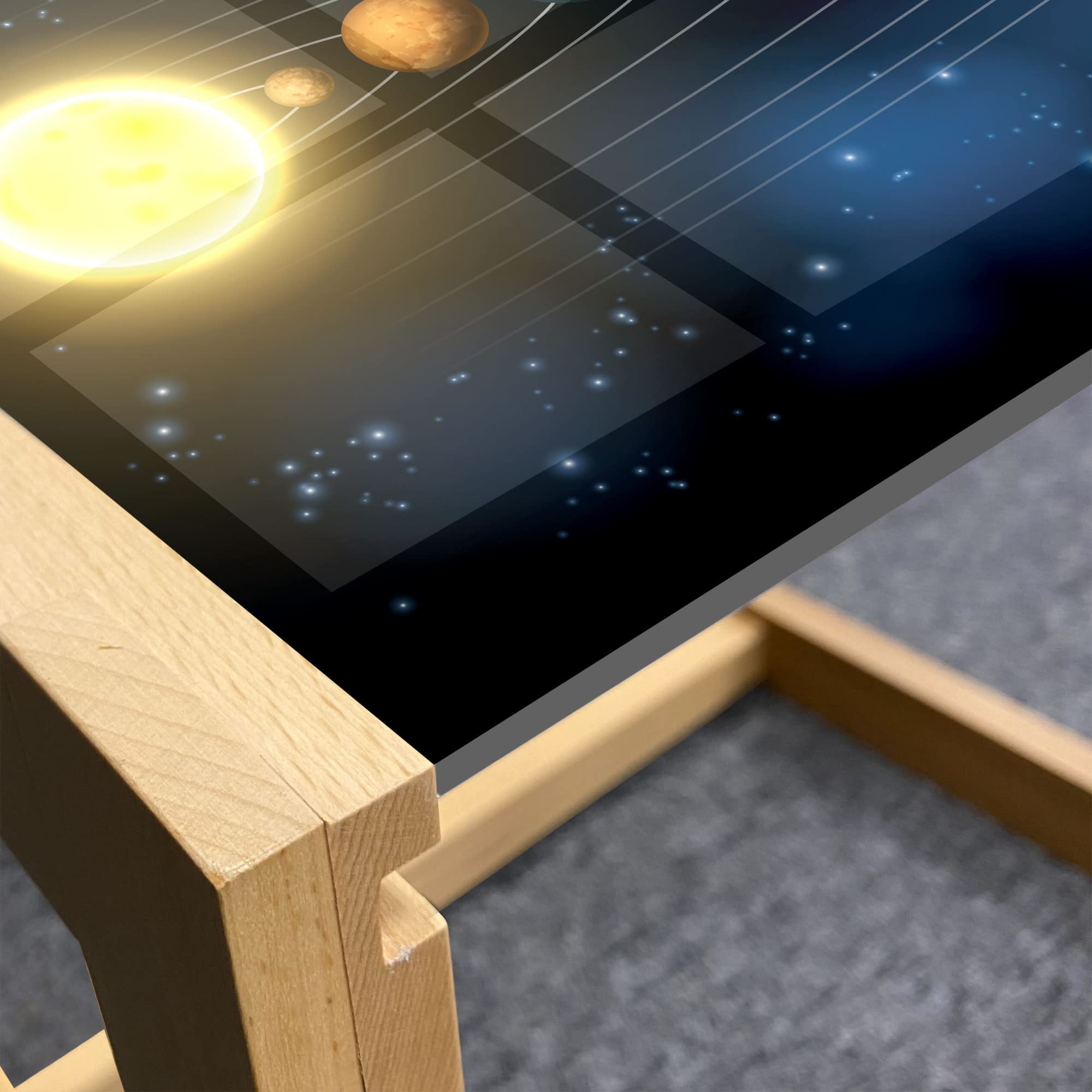 Ambesonne Space Coffee Table - Solar System Design, Wooden Frame for Office & Dorm Decor
