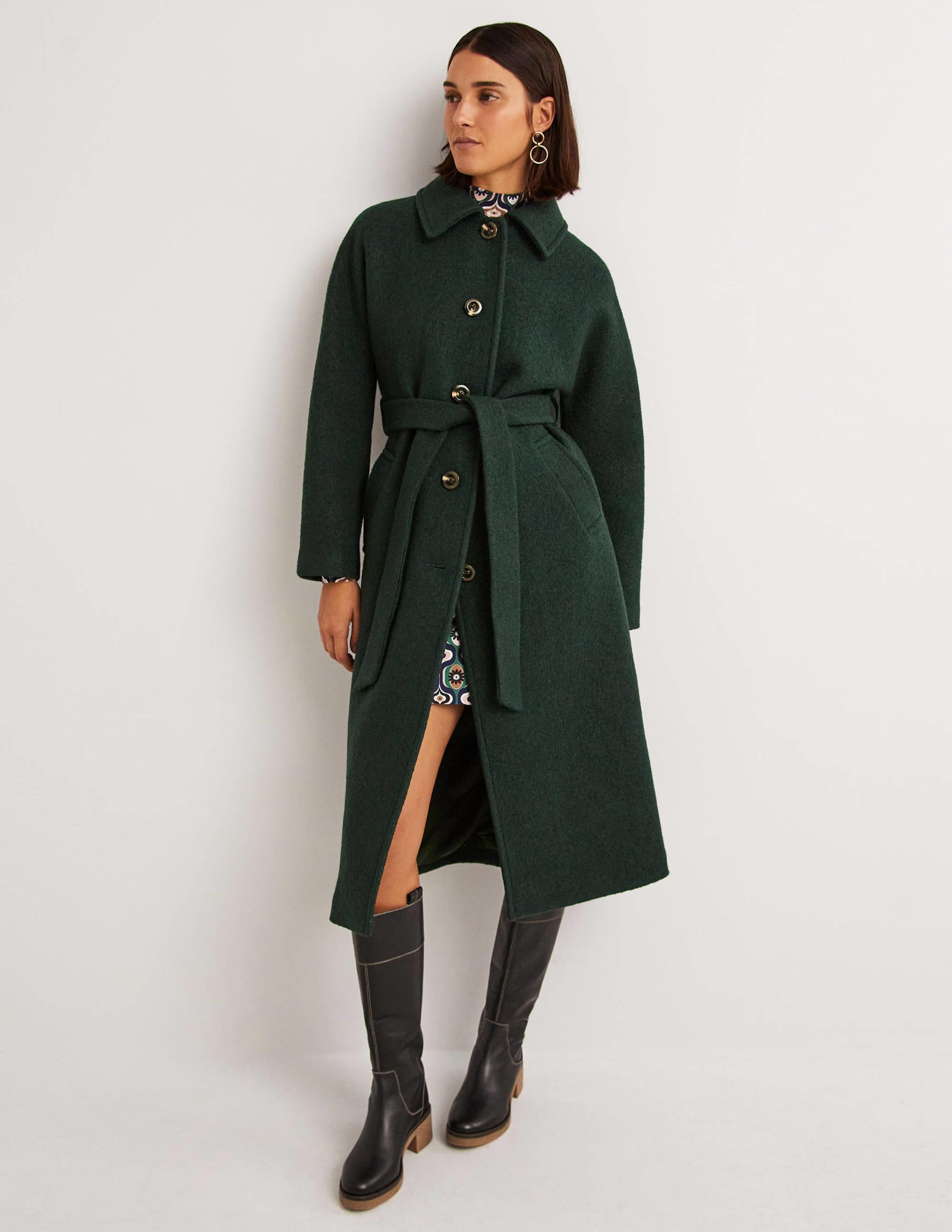 Belted Textured Wool Maxi Coat for Women - Elegant Winter Long Coat with Belt - Perfect for Office, Party, and Formal Occasions