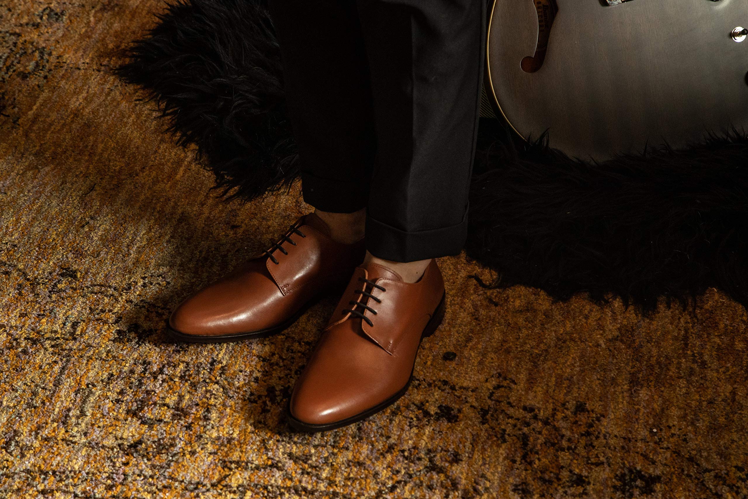 Carlos Santana Men's Oxford Shoes - Classic Leather Dress Shoes for Business, Formal & Casual Wear - Comfortable & Stylish for Office, Weddings & Everyday Use