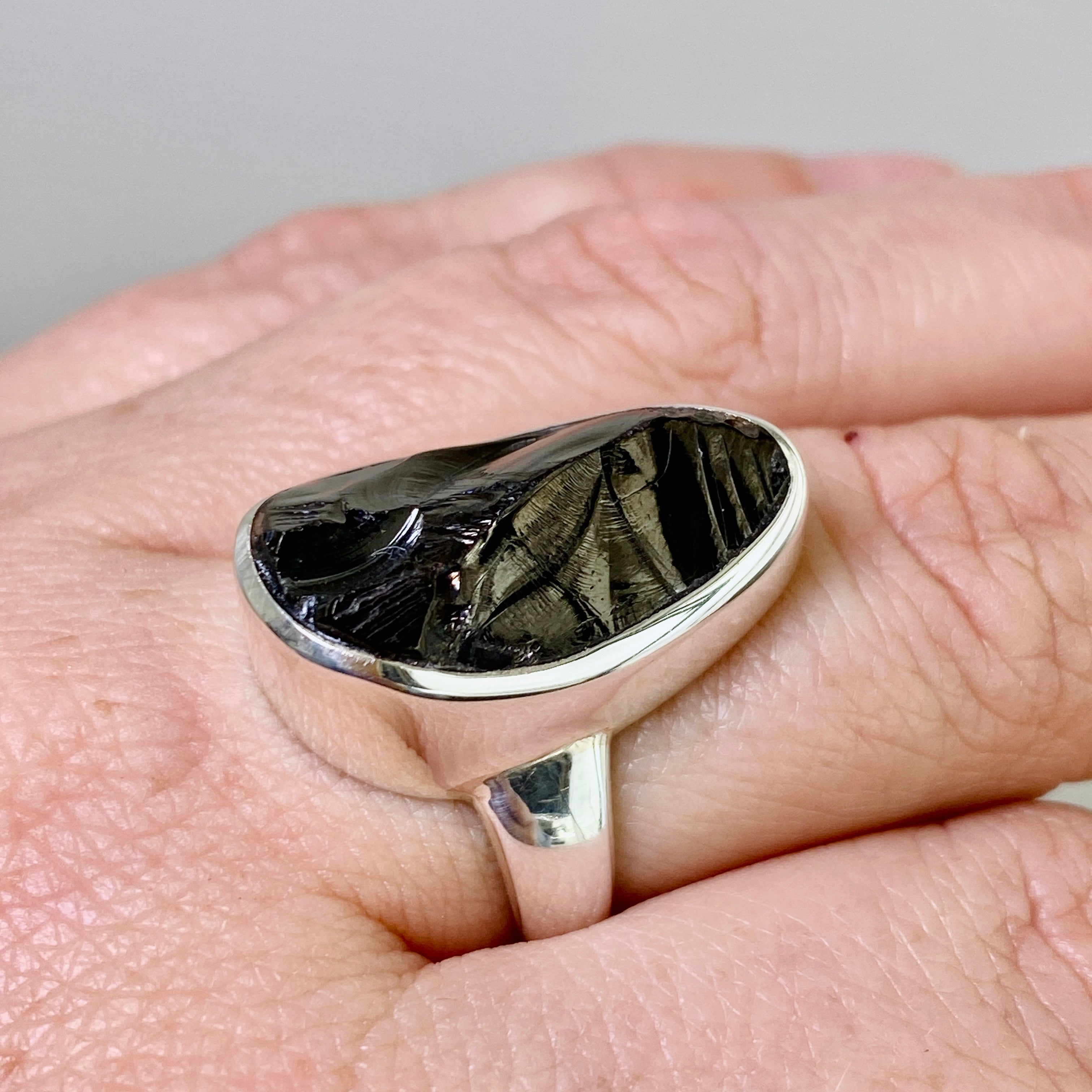 Shungite Teardrop Raw Ring Size 7 - Natural Black Stone Jewelry for Women - Perfect for Energy Protection, Meditation & Everyday Wear