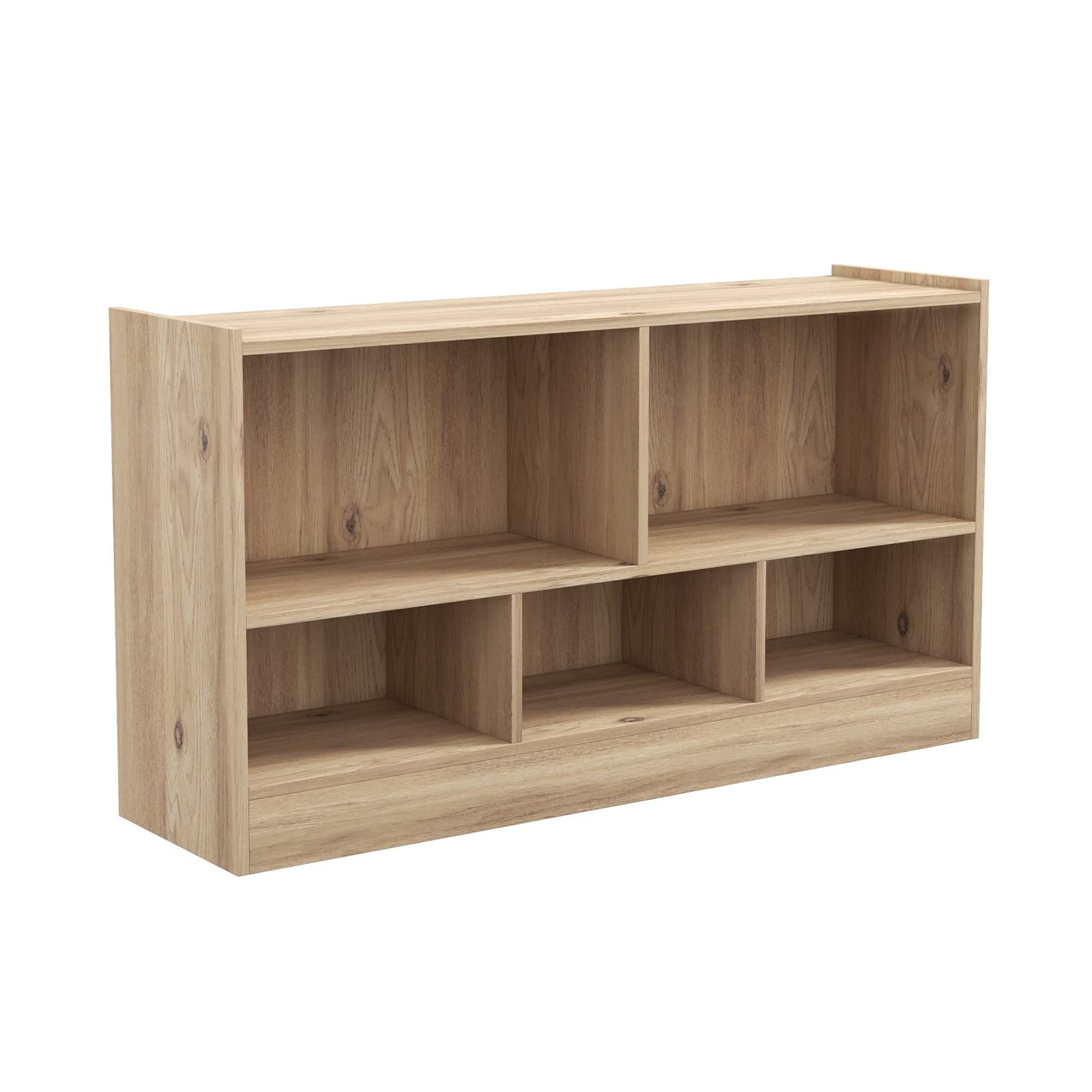 HOMGX 5-Section Wooden Montessori Shelf for Kids - 2-Tier Open Bookshelf & Toy Storage Organizer - Natural Wood Kids Furniture for Playroom, Classroom, Nursery & Bedroom - Perfect for Organizing Books, Toys & Learning Materials