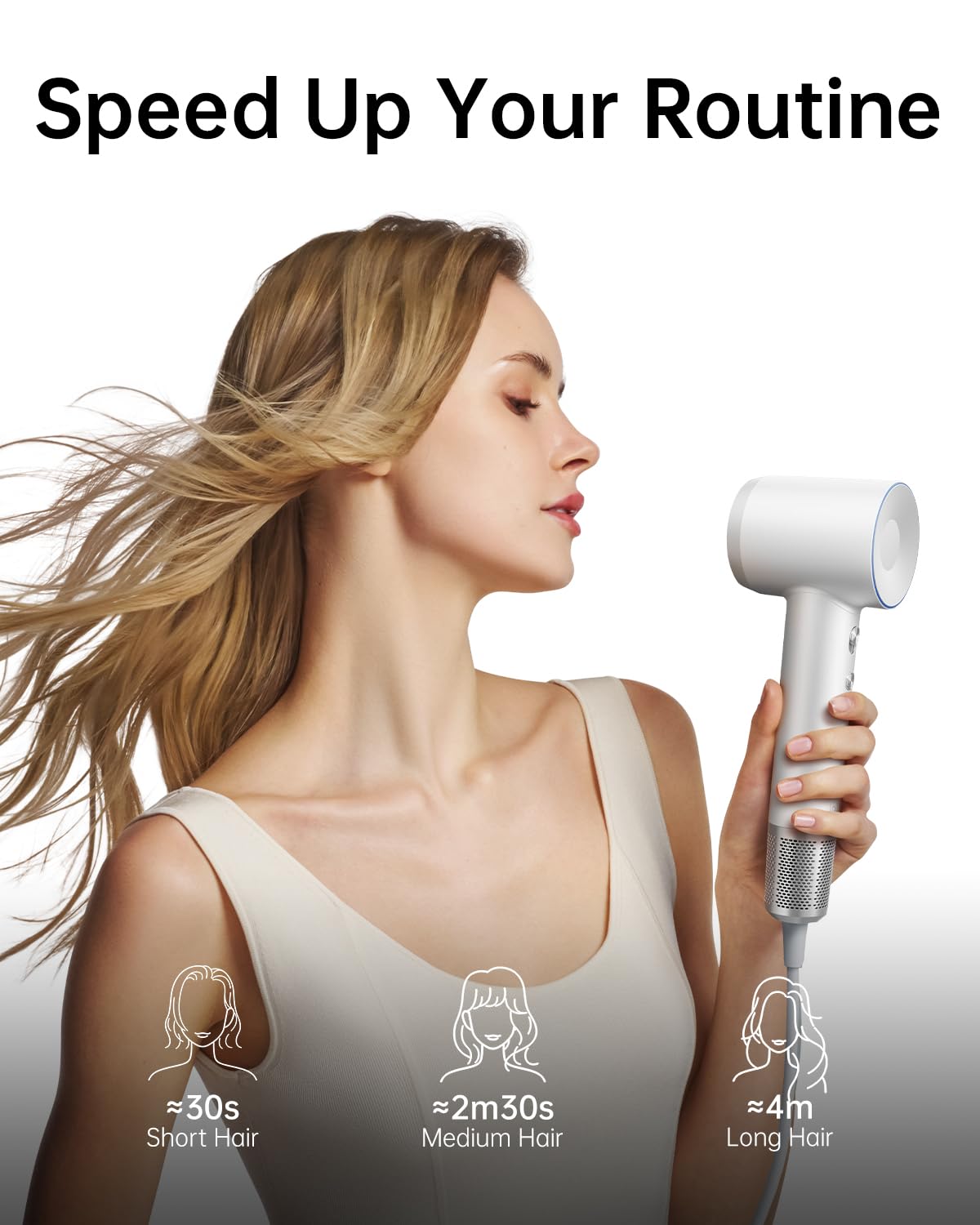 Laifen High Speed Hair Dryer - 200M Ionic Blow Dryer with 110,000 RPM Brushless Motor for Fast Drying & Low Noise, Magnetic Nozzle Attachment - Perfect for Home, Salon & Travel Use