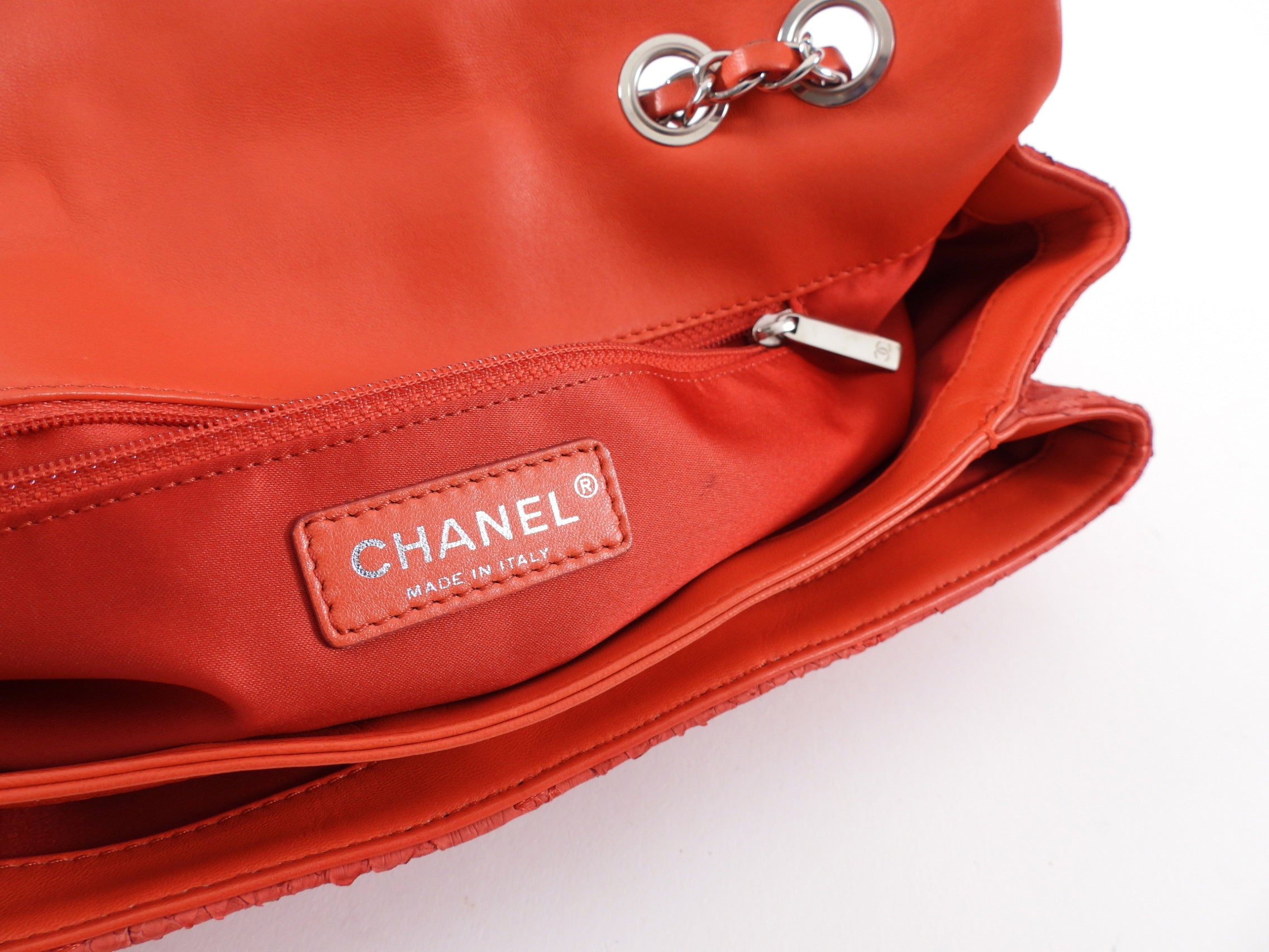 Chanel Red Python Leather East West Ultimate Stitch Flap Bag - Luxury Designer Handbag for Women, Perfect for Evening Parties & Special Occasions