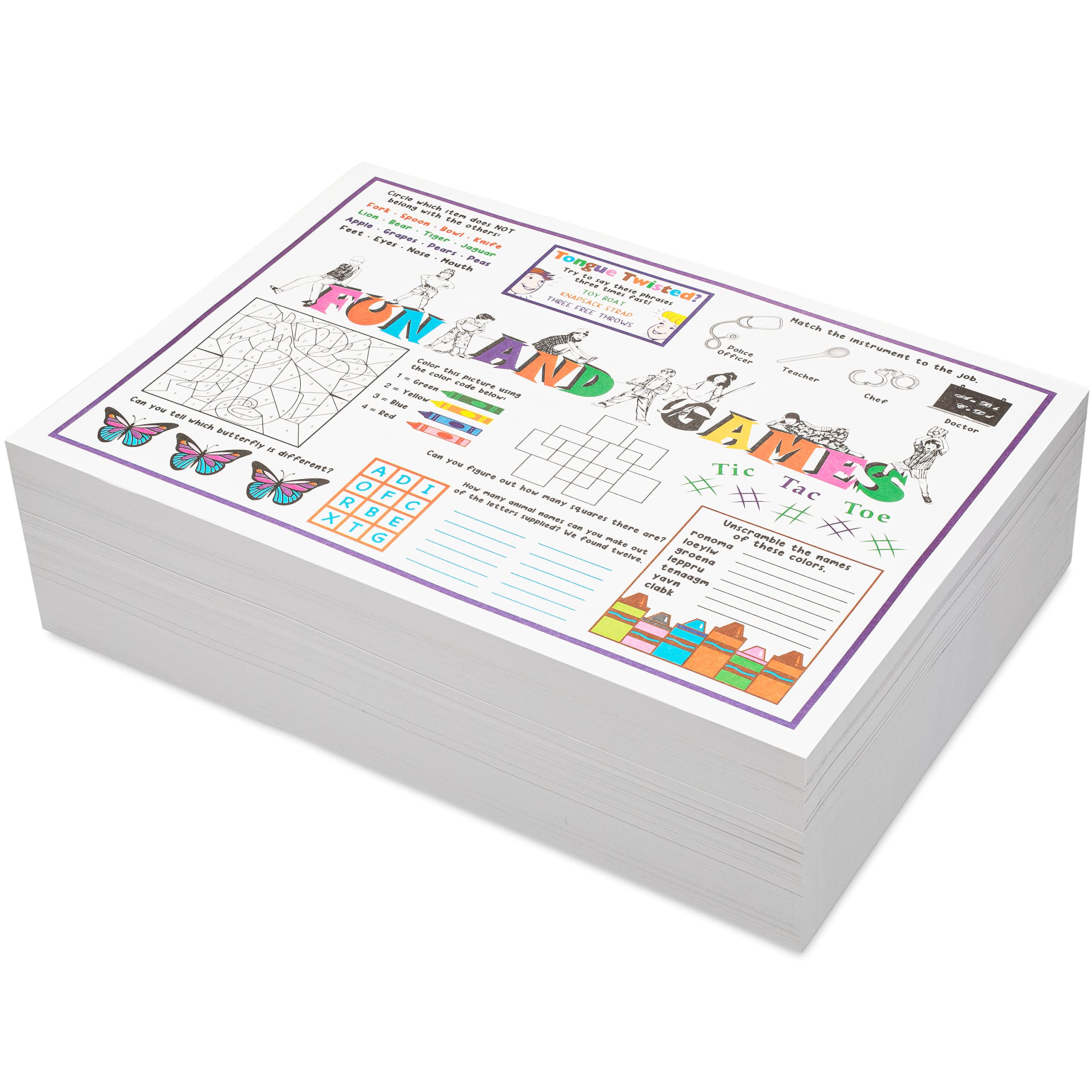 Paterson Disposable White Paper Placemats 10x14 Inches - Bulk Pack of 1000 - Kids Party, Birthday, Restaurant & Classroom Dining Supplies