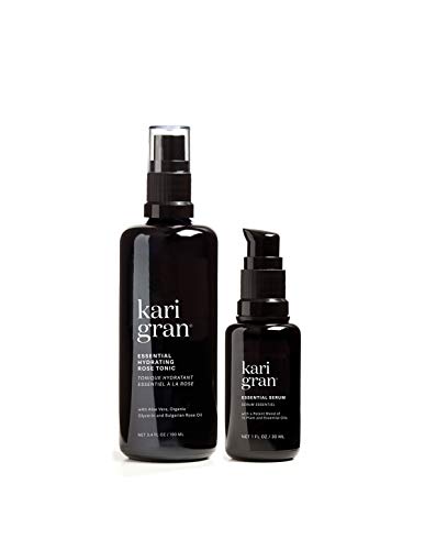 Kari Gran Hydrating Duo Set - Tonic & Essential Serum 30ml for Dry Skin, Rose Scented | Daily Skincare Routine, Hydration Boost for Face & Neck | Perfect for Morning & Night Use