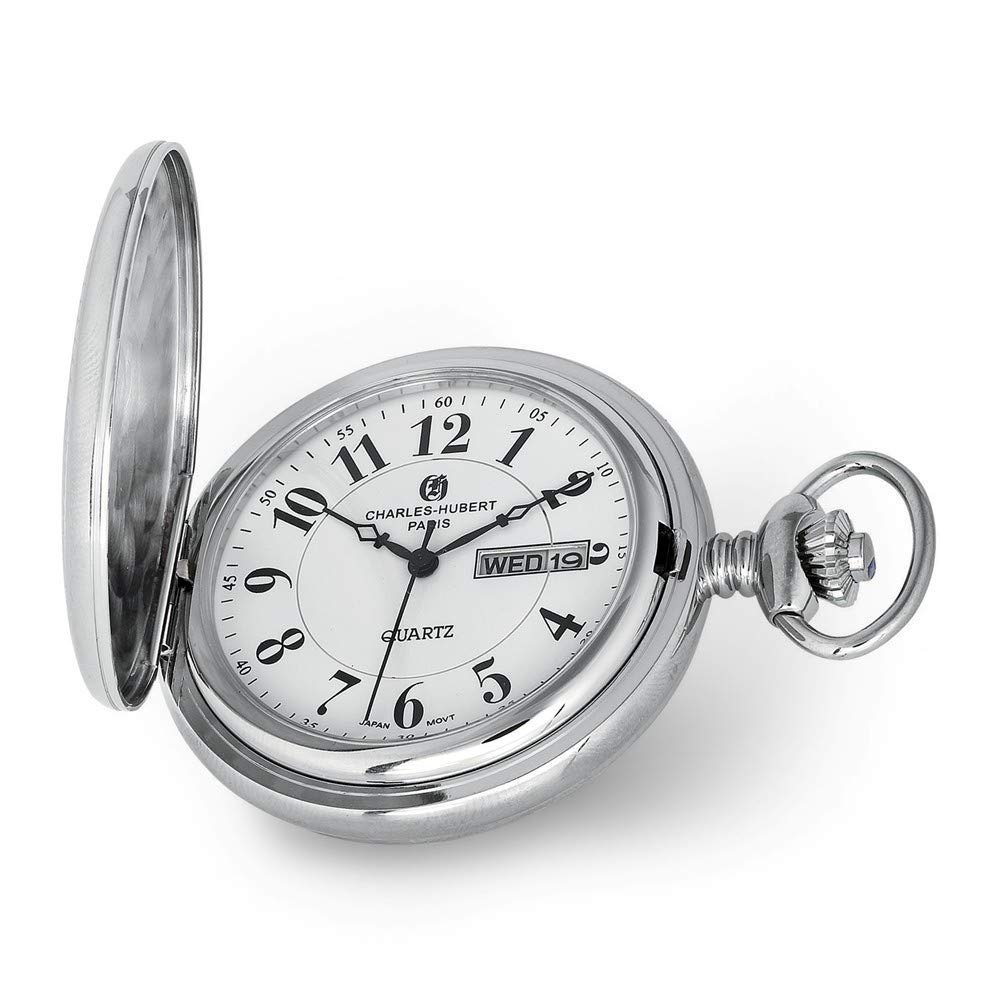 Charles Hubert Stainless Steel Lion Crest Pocket Watch - 14.5