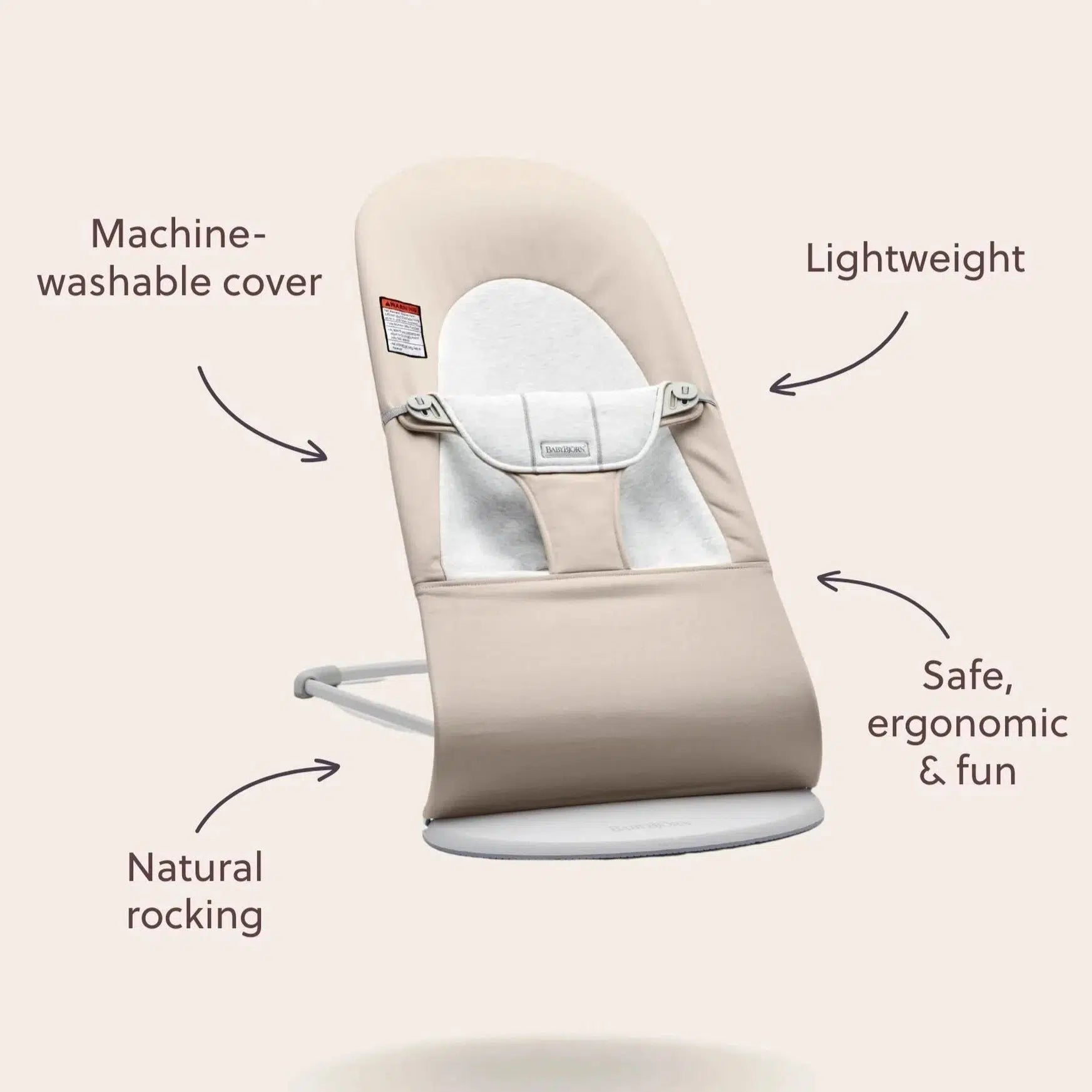Baby Bjorn Bouncer Balance Soft - Dark Grey & Grey Baby Rocker | Gentle Bouncing for Newborns & Infants | Perfect for Playtime, Naps & Soothing Fussy Babies