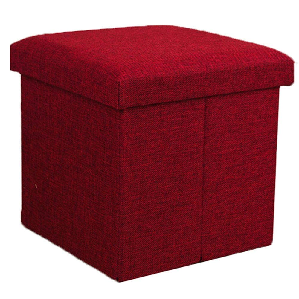GTYT Foldable Cotton Linen Storage Footstool with Removable Cover - Multi-Functional Shoe Bench for Living Room, Bedroom & Entryway - Home Decor Ottoman (4 Colors Available) - Perfect for Small Spaces, Shoe Changing & Extra Seating