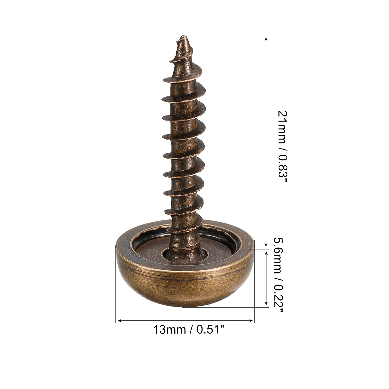 Uxcell 4pcs 13mm Brass Mirror Screws with Caps - Bronze Finish for Furniture, Cabinets & Home Decor