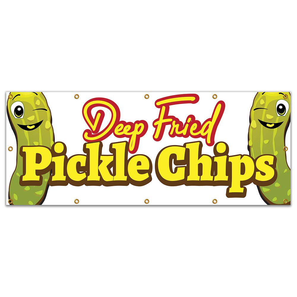 Pickle Chips 2 - 120 Inch Large Vinyl Banner for Concession Stands & Food Trucks - Single Sided - Perfect for Outdoor Events, Festivals, and Snack Businesses
