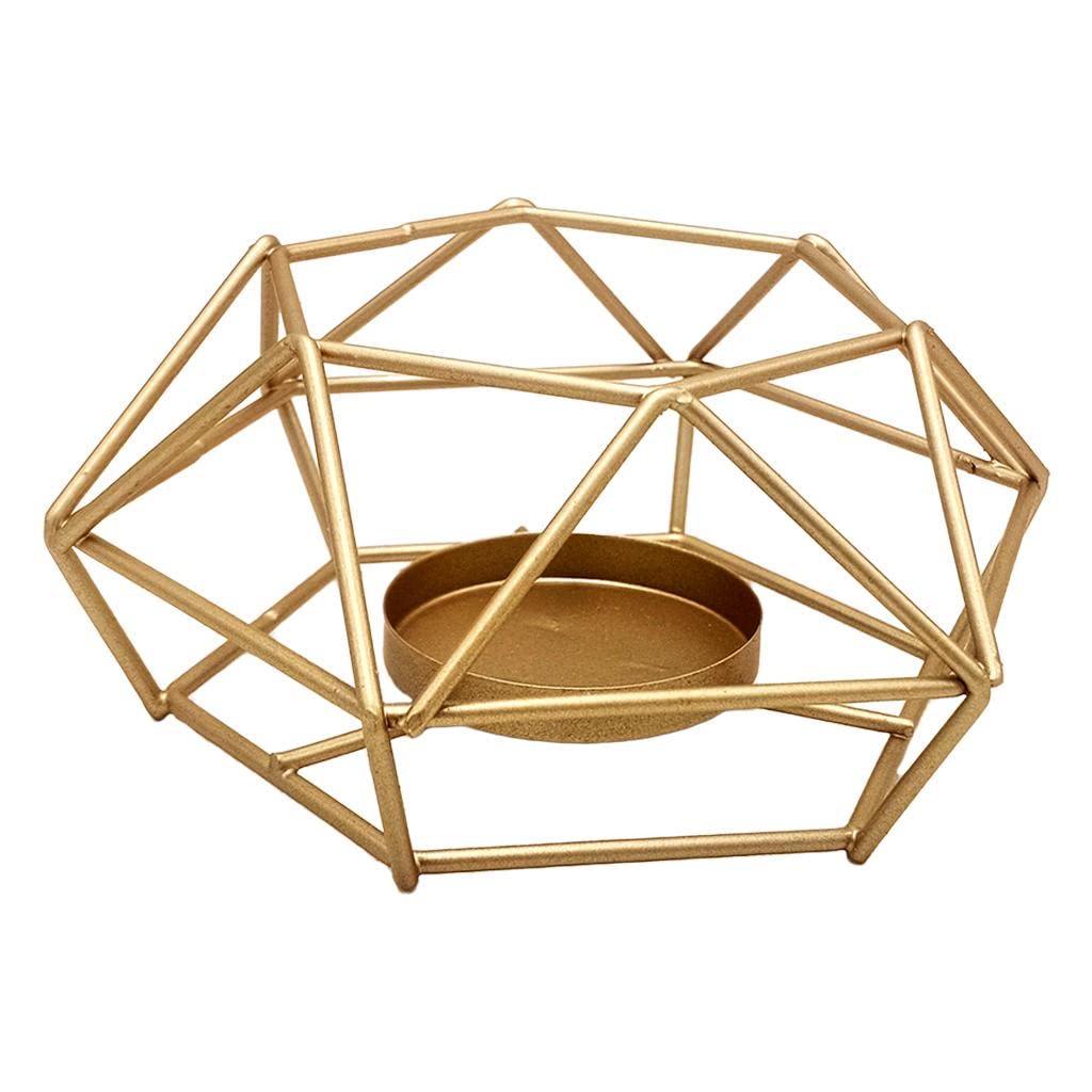 MagiDeal Geometric Iron Hollow Tealight Candle Holders - Set of 6 Gold Vintage Tea Light Votive for Wedding, Home Decor, Party Centerpieces - Perfect for Romantic Dinners, Holiday Decorations & Cozy Ambiance