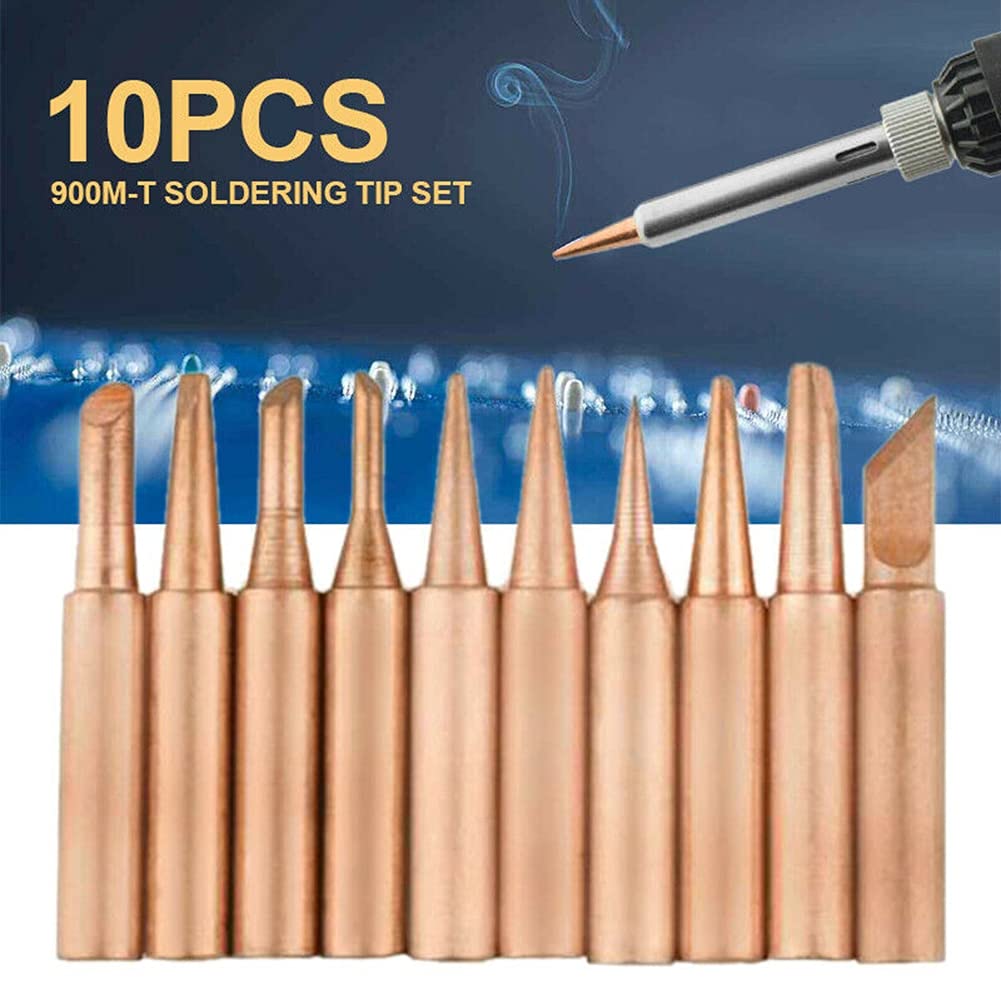 10pcs Pure Copper Soldering Iron Tips Replacement Set for M.C Series - High-Quality Welding Tool Accessories for Electronics Repair and DIY Projects
