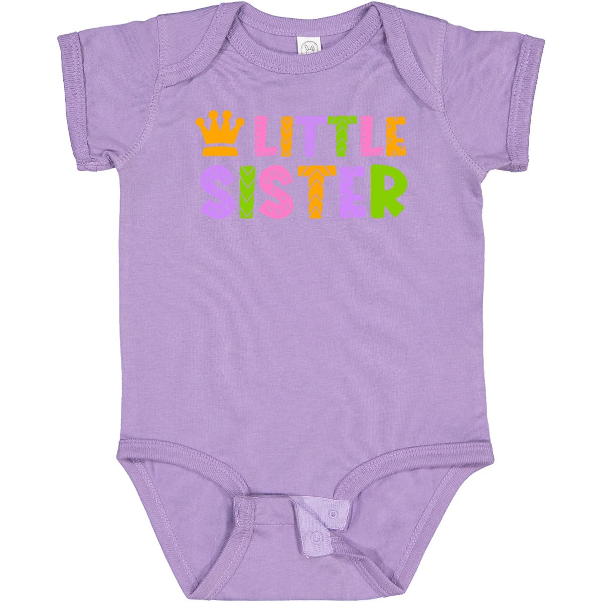 Inktastic Baby Little Sister with Crown Baby Bodysuit - Cute Cotton Onesie for Newborn Girls - Perfect for Sibling Photos, Birthday Gifts & Family Matching Outfits