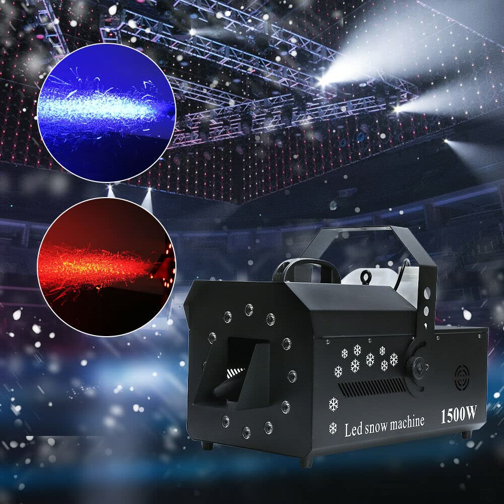 1500W LED Snow Machine with LCD Display & Remote Control - High Power Artificial Snow Maker for Outdoor Christmas, Wedding, Party & Stage Effects
