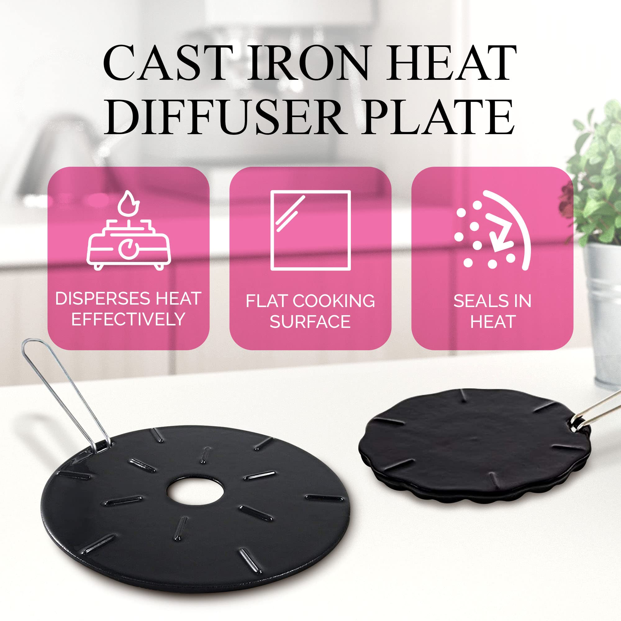 Cast Iron Heat Diffuser Plate for Gas & Electric Stoves - 8.25